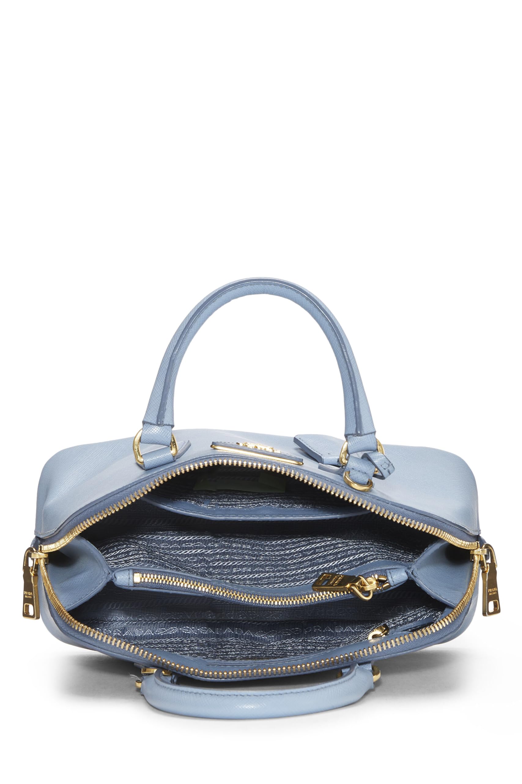 Prada Promenade Luxury Handbag Saffiano Blue Small Travel Bag Promenade Small Blue