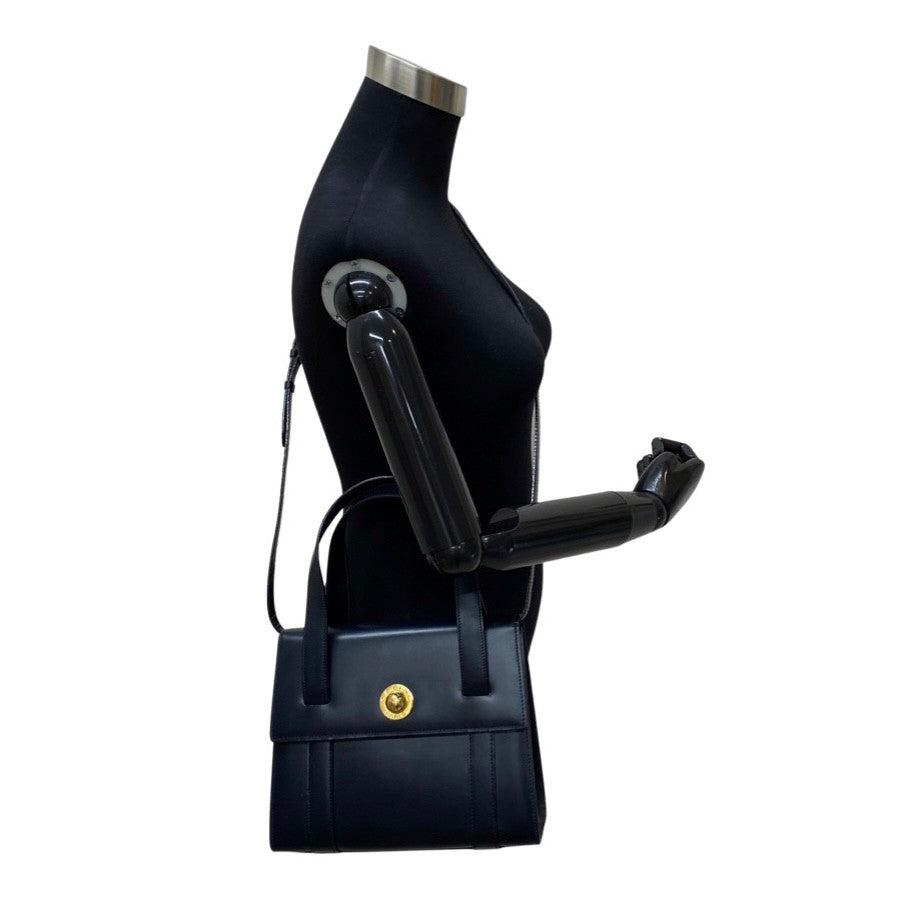 Shoulder Bag Calfskin, Navy Star Ball Women Leather