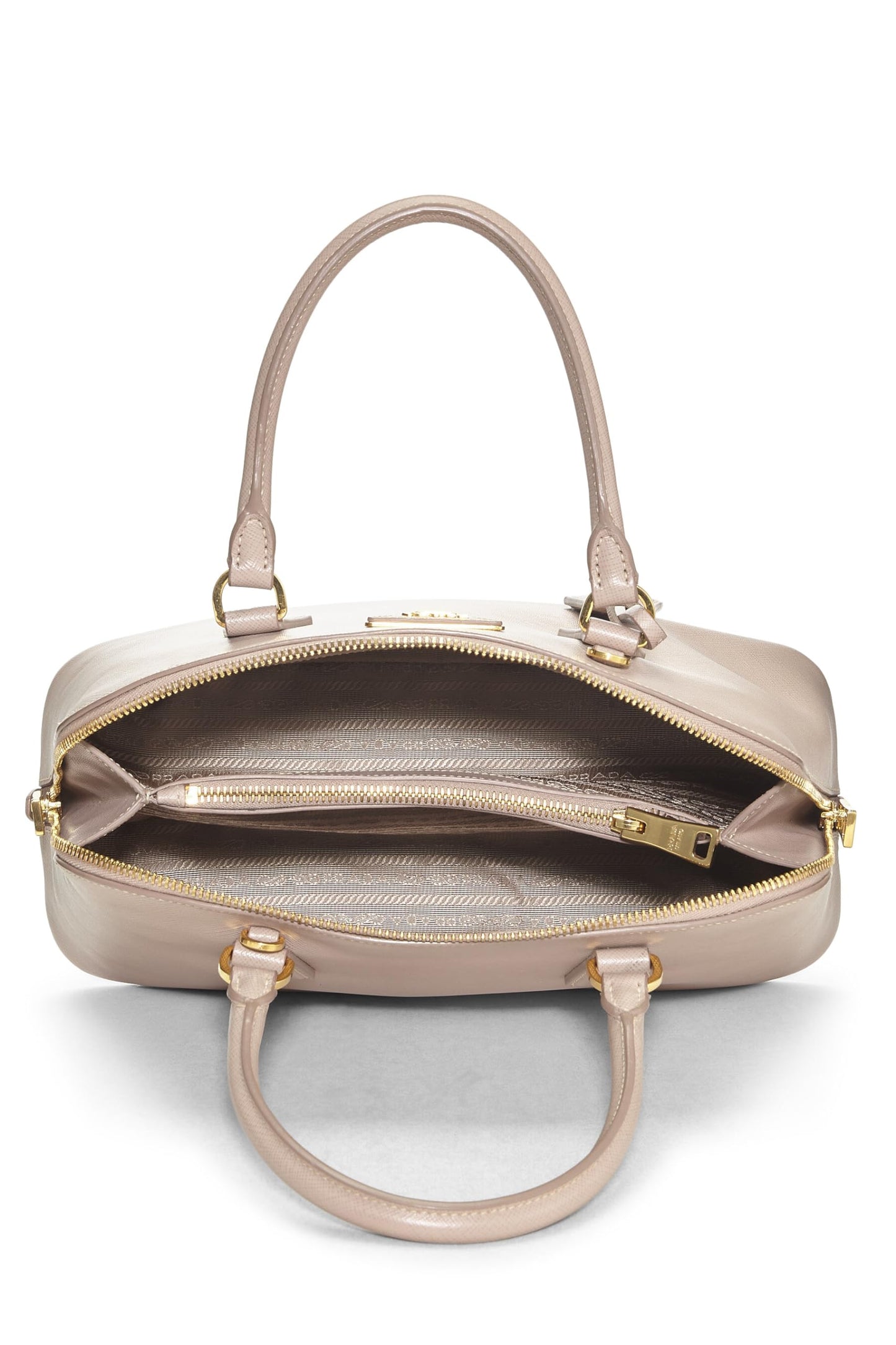 Prada Convertible Handbag Saffiano Beige Small Travel Bag