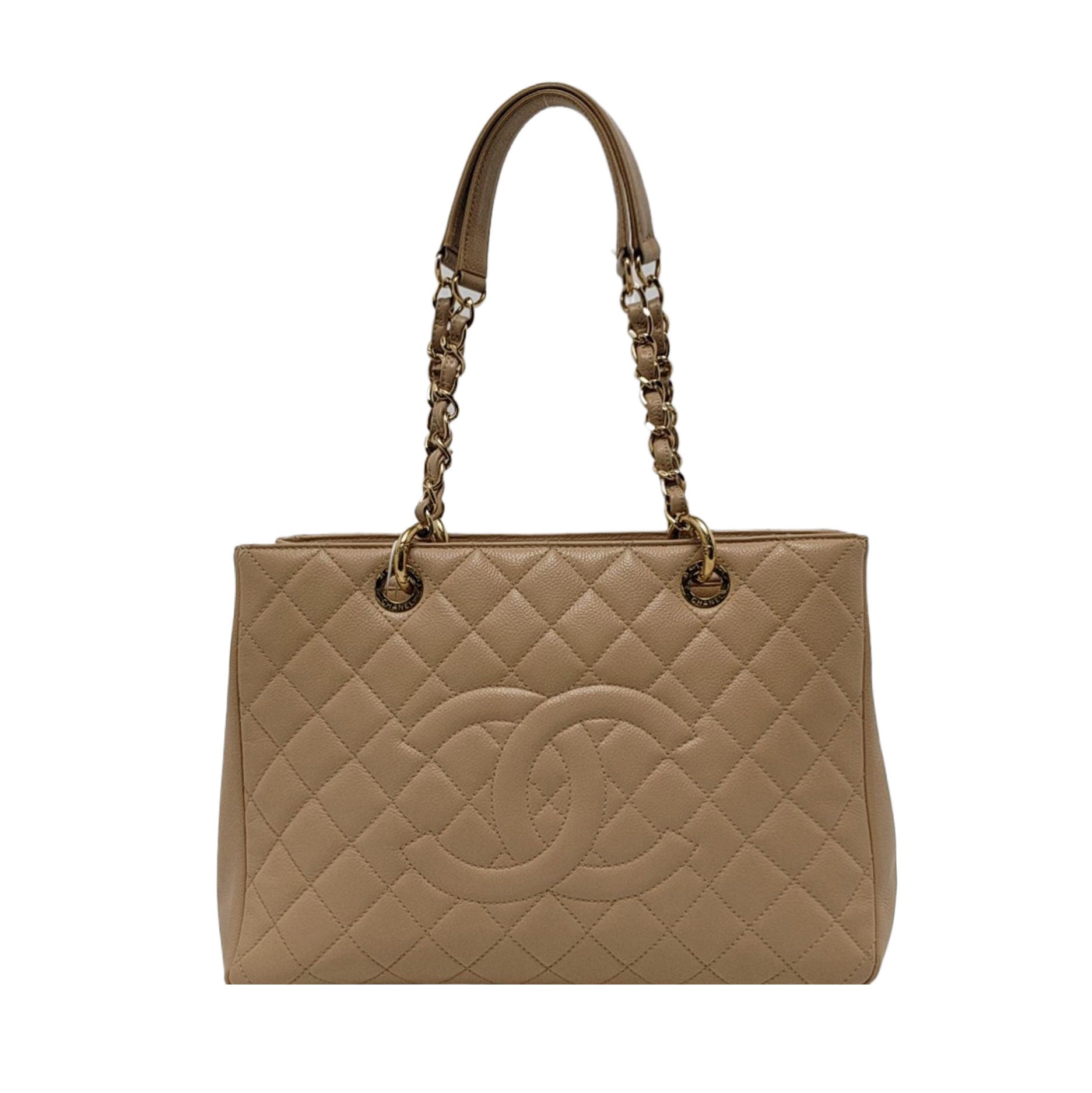 Chanel GST Grand Shopping Caviar Hardware Gold Beige PM Leather Tote Bag
