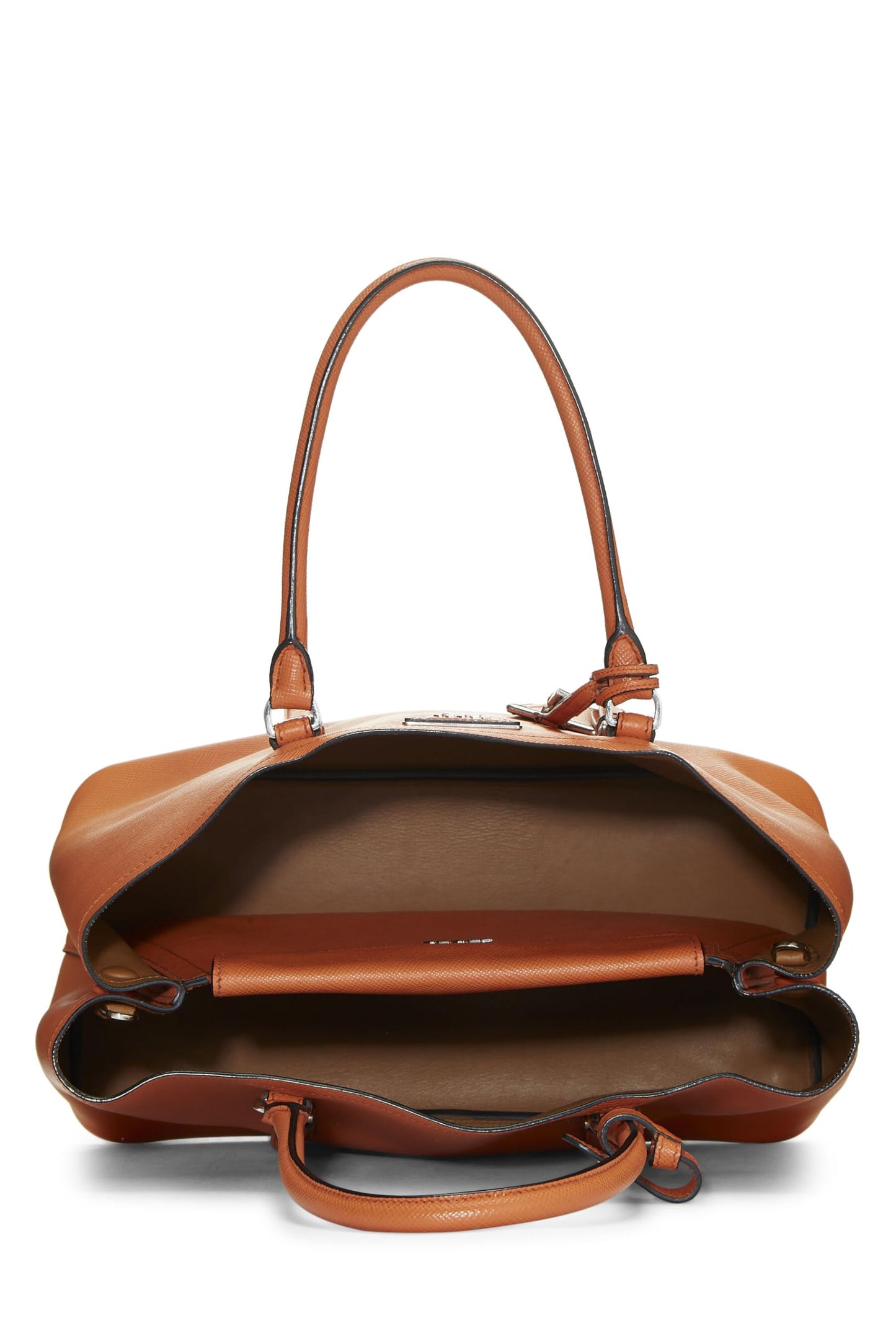 Prada Double Cuir Tote Saffiano Orange Tote Bag