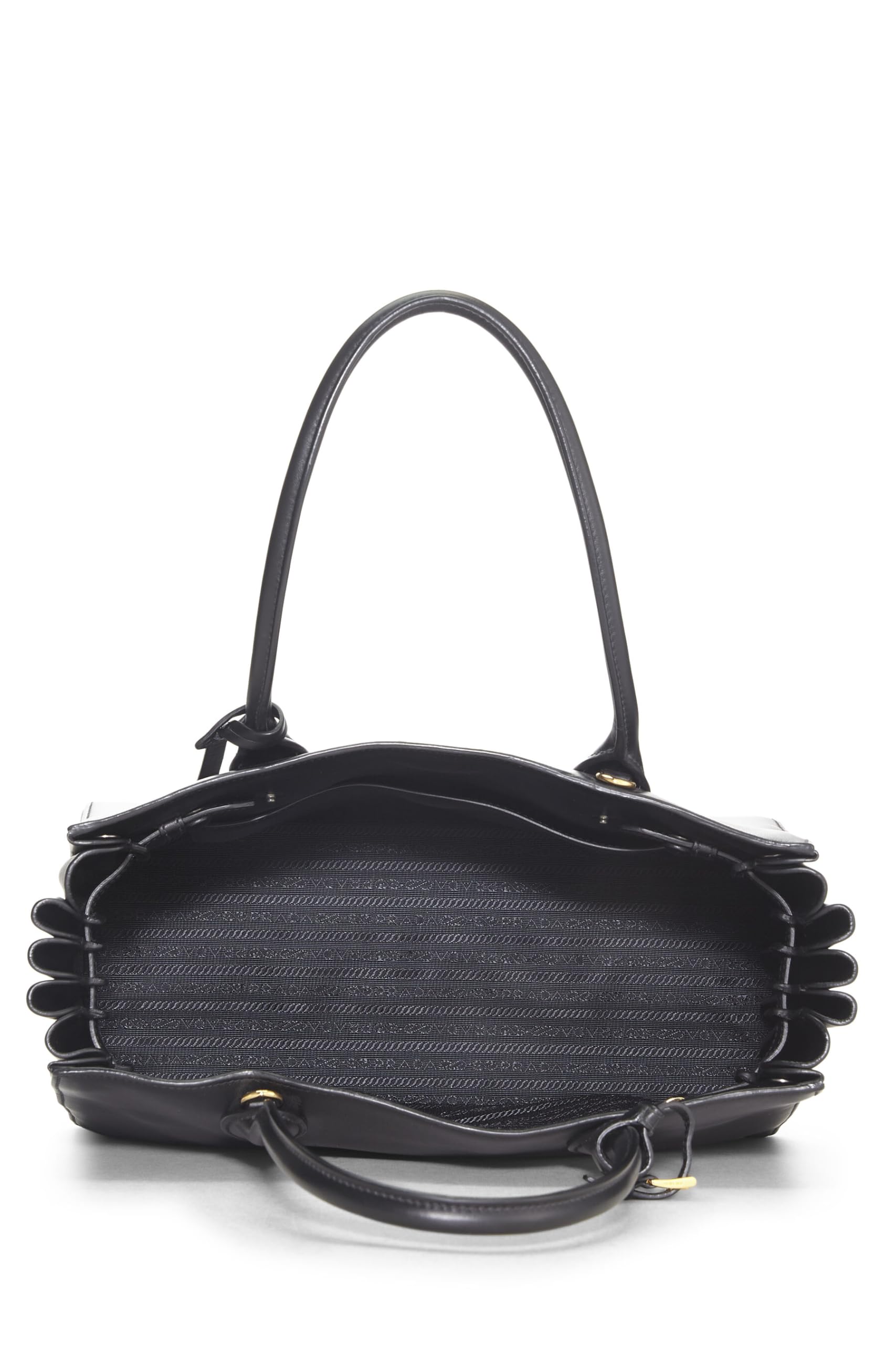 Prada Calfskin Bibliotheque Luxury Handbag Black Medium Travel Bag