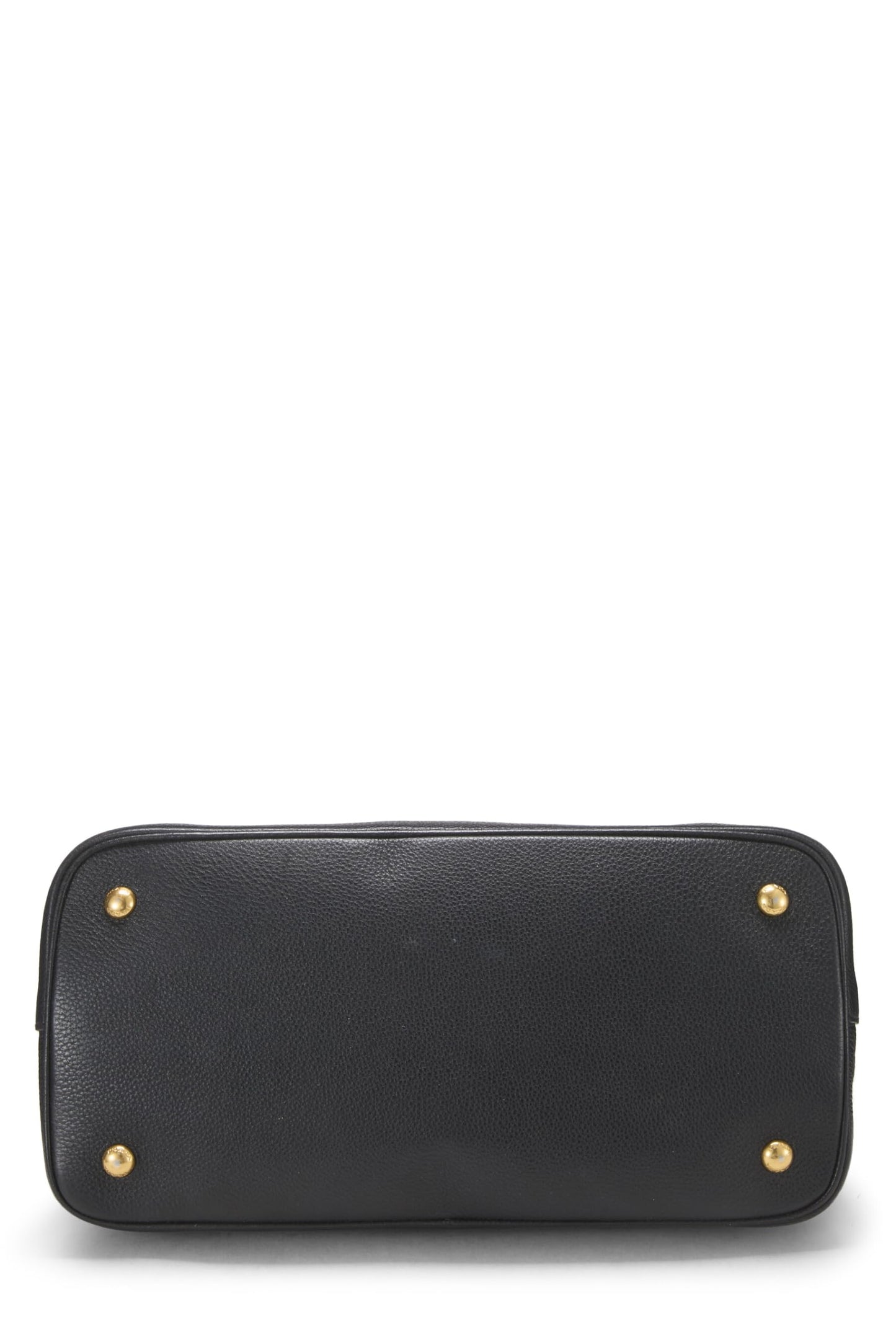 Prada Daino Double Snap Tote Vitello Black Medium Tote Bag