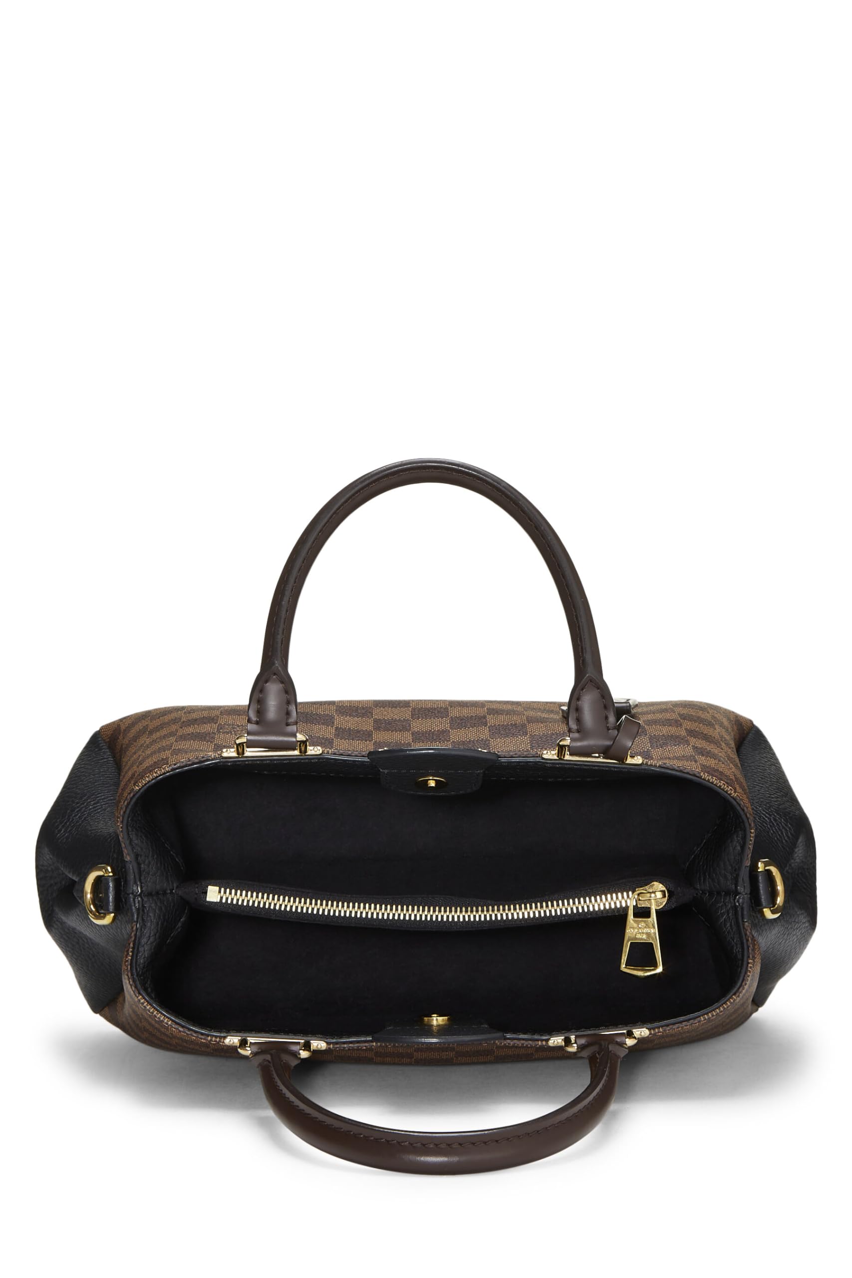 Louis Vuitton,  Damier Ebene Canvas & Cream Leather Brittany, Black