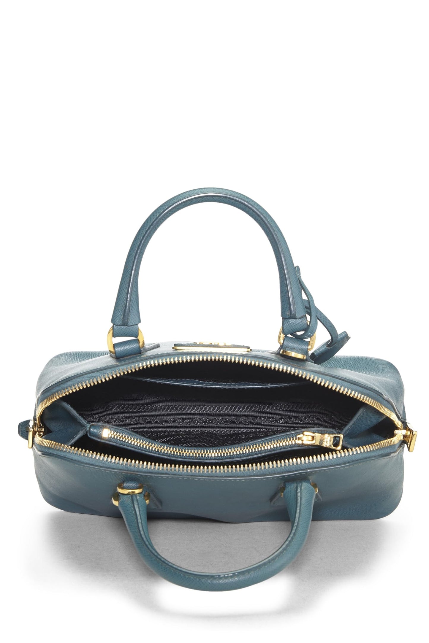 Prada Promenade Luxury Handbag Leather Saffiano Blue Travel Bag