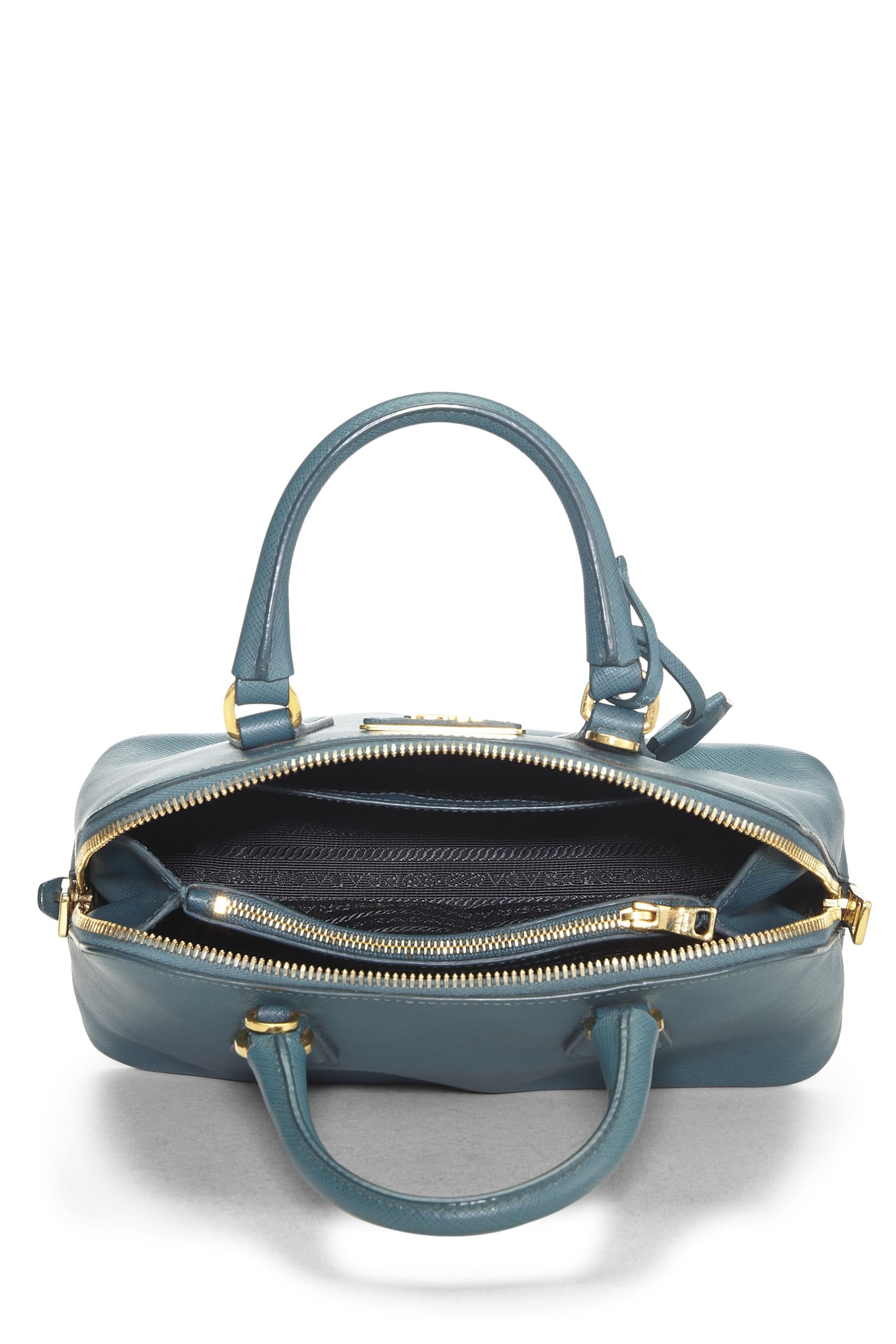 Prada Promenade Luxury Handbag Leather Saffiano Blue Travel Bag