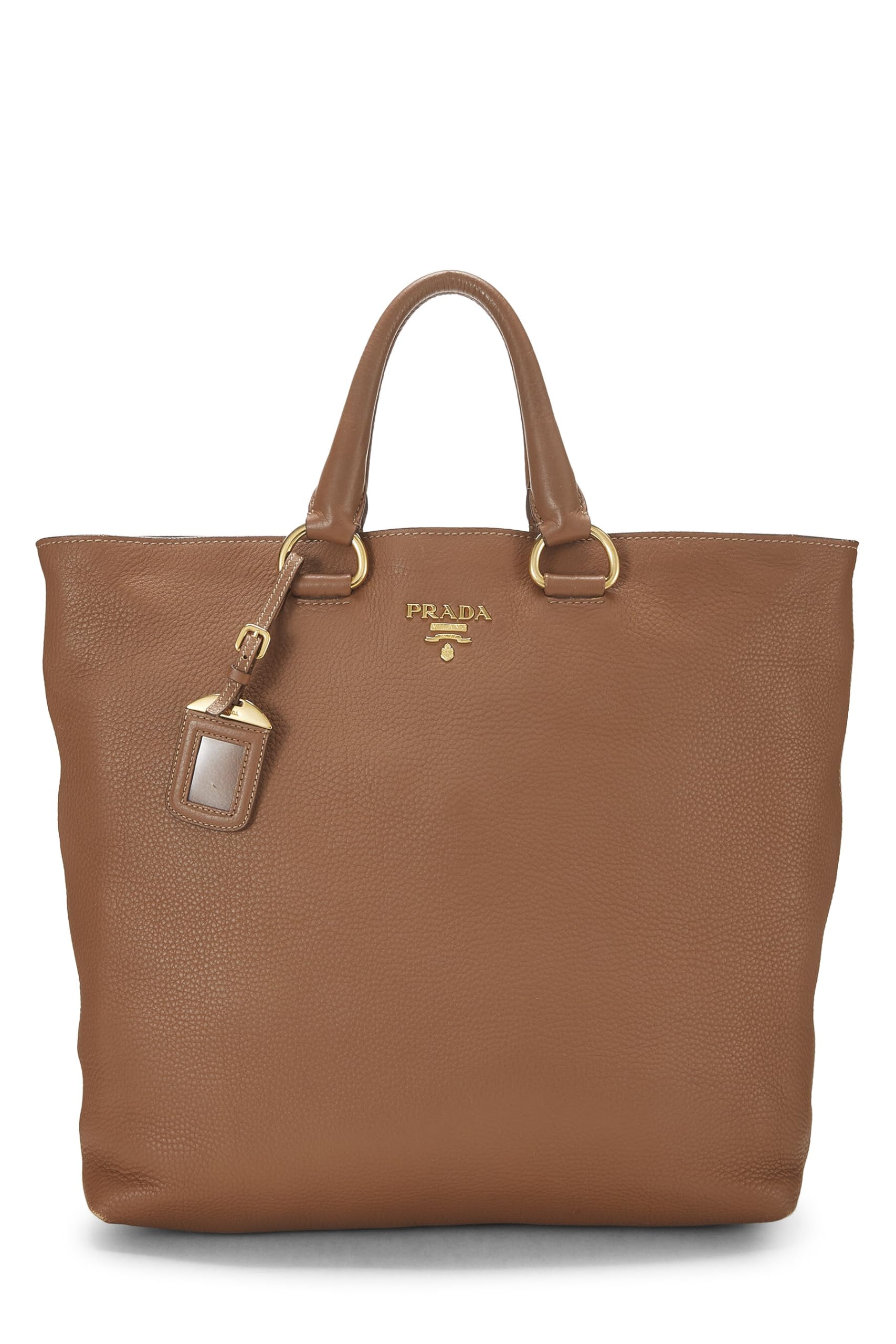 Prada Daino Phenix Convertible Shopping Tote Vitello Brown Tote Bag