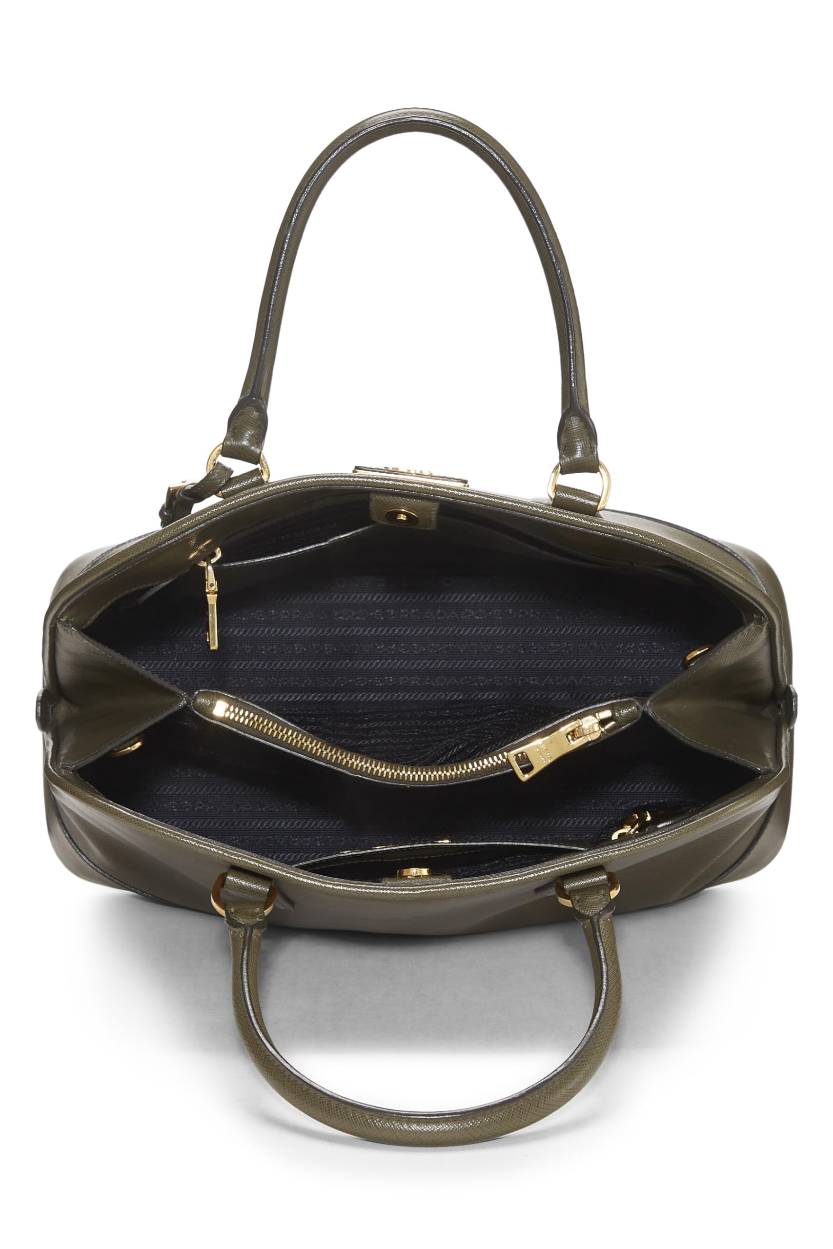 Prada Dome Tote Saffiano Green Tote Bag