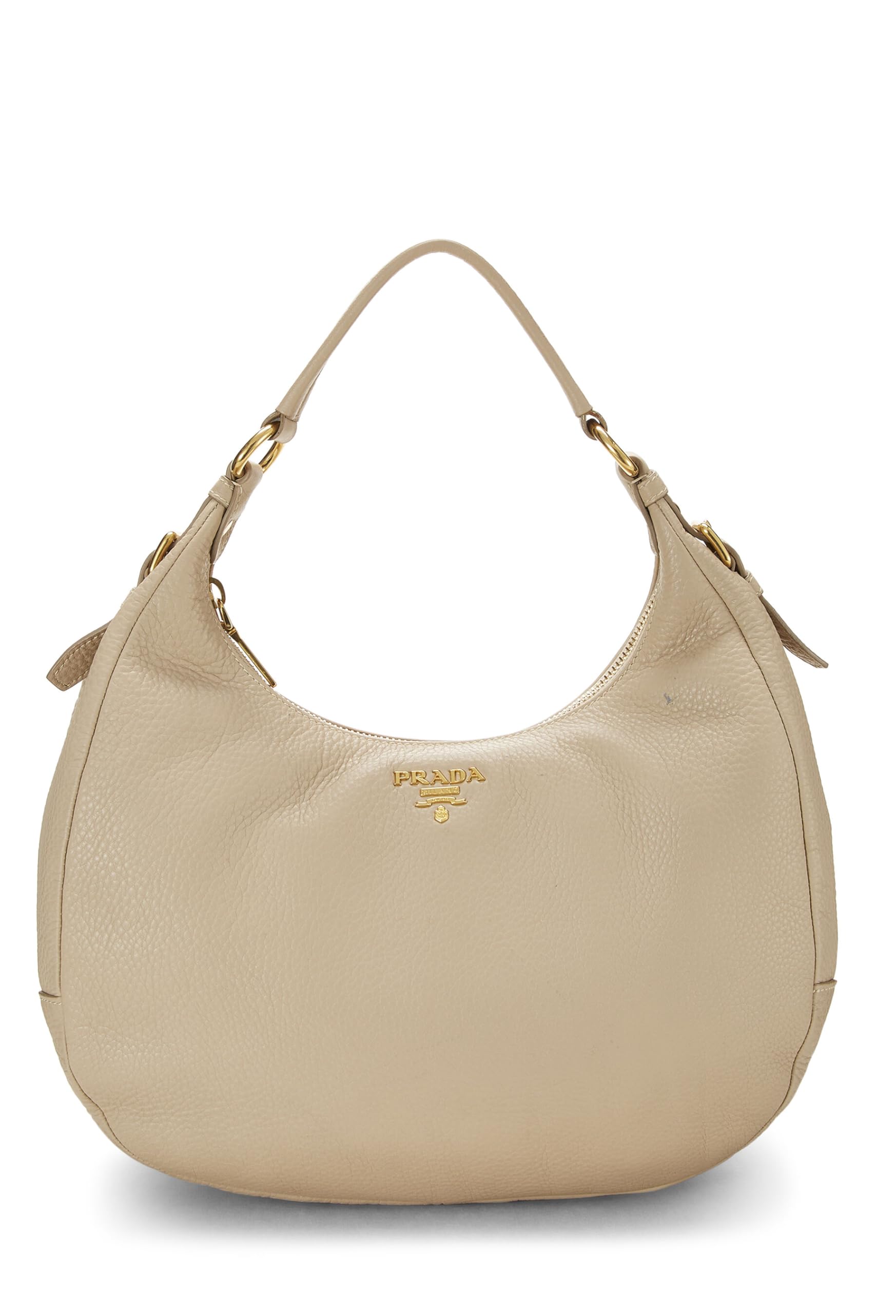 Prada Daino Hobo Vitello Beige Medium Shoulder Bag