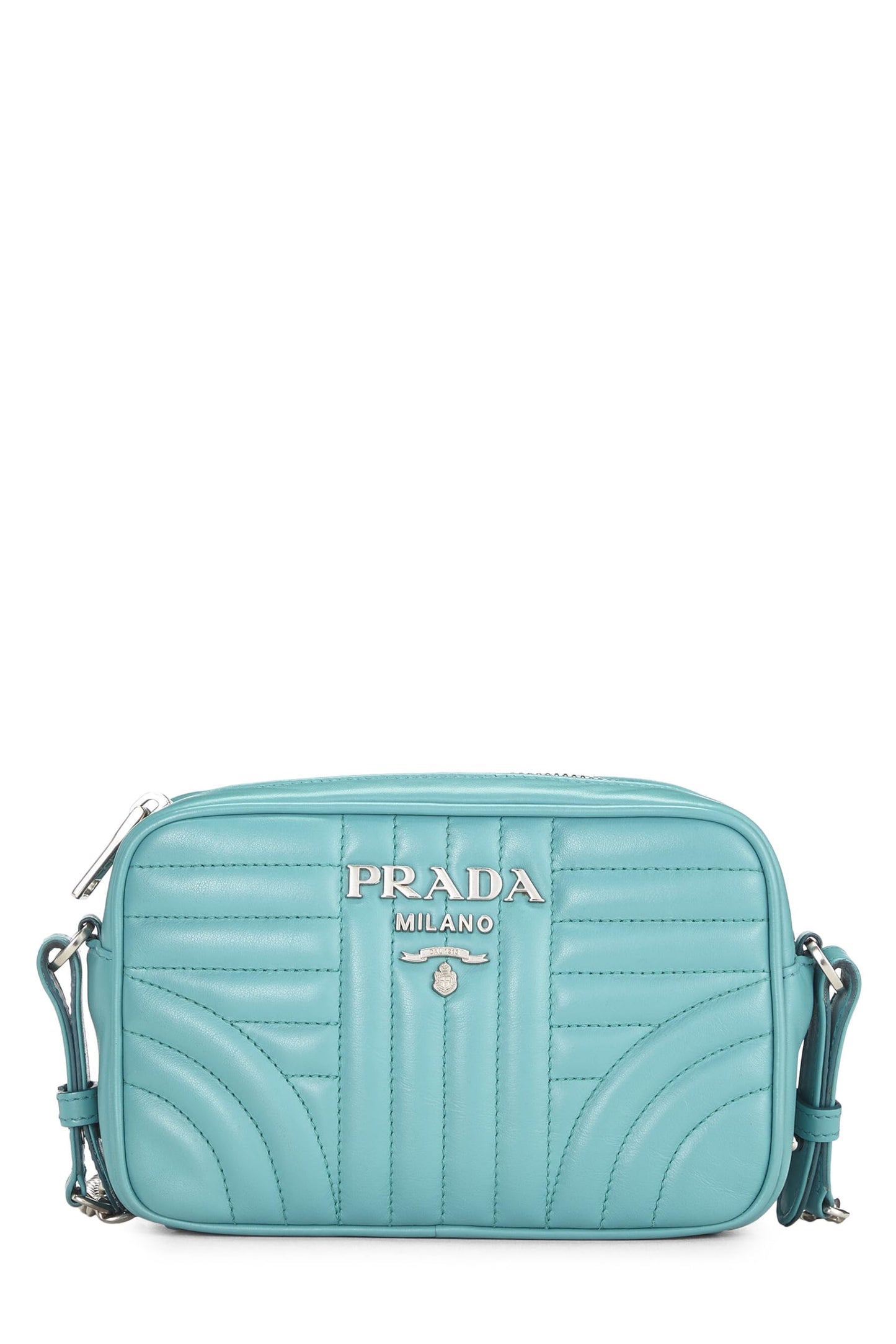 Prada Turquoise Calfskin Diagramme Camera Bag Blue Small Crossbody Bag
