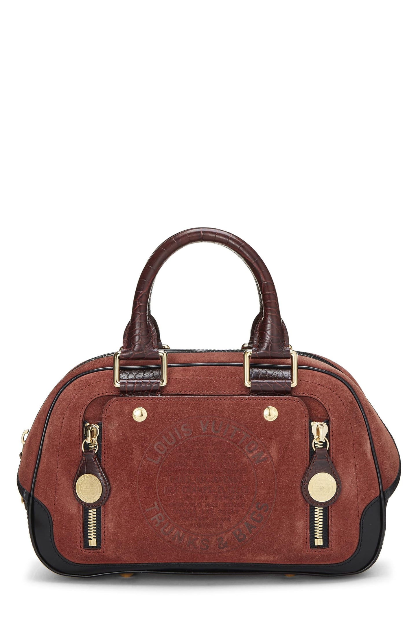 Louis Vuitton,  Burgundy Suede Stampbag PM, Burgundy