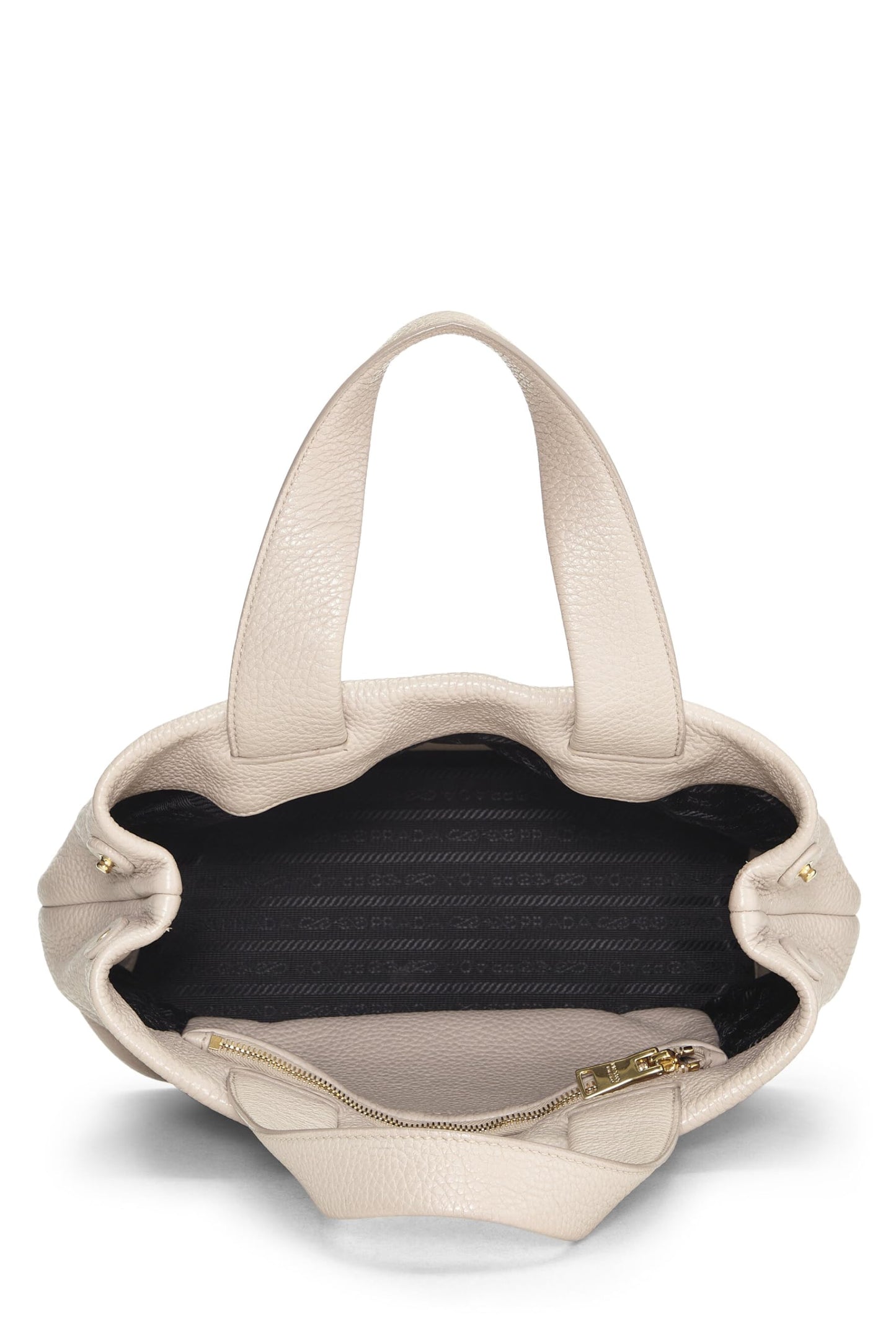 Prada Daino Perforated Handbag Vitello Pink Logo Travel Bag