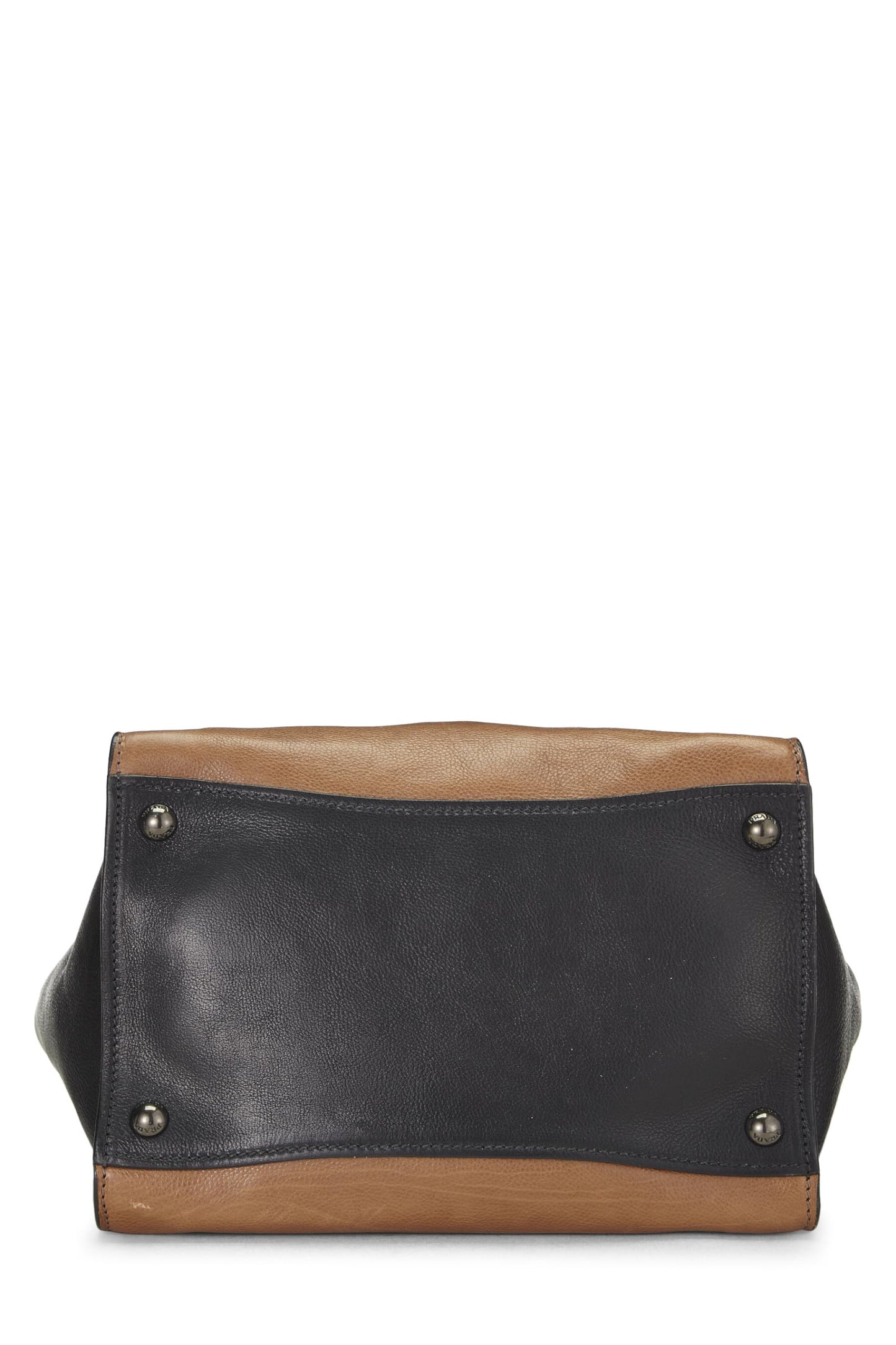 Prada Calfskin Trapeze Tote Multi Black Brown Tote Bag