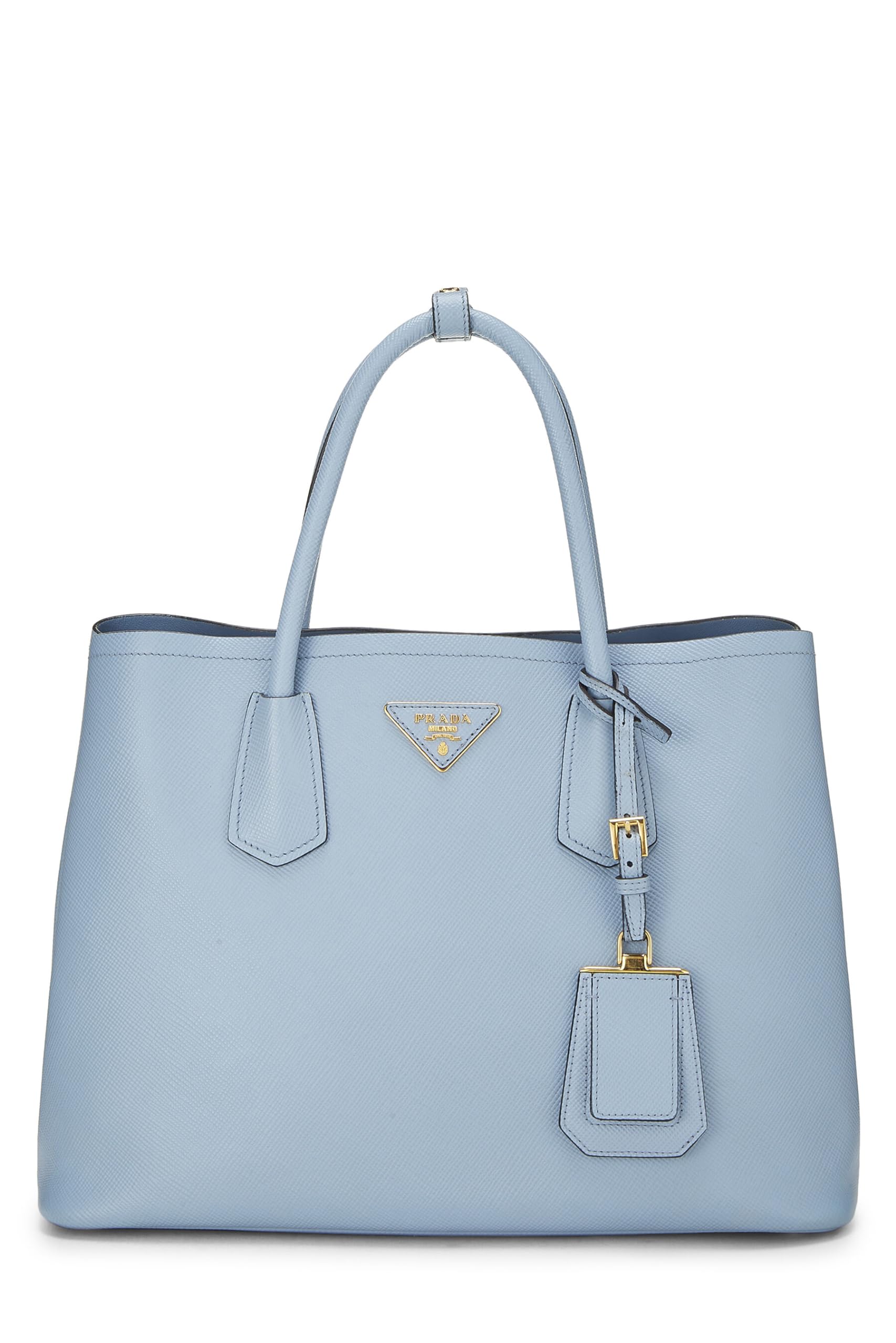 Prada Double Bag Tote Saffiano Blue Medium Tote Bag