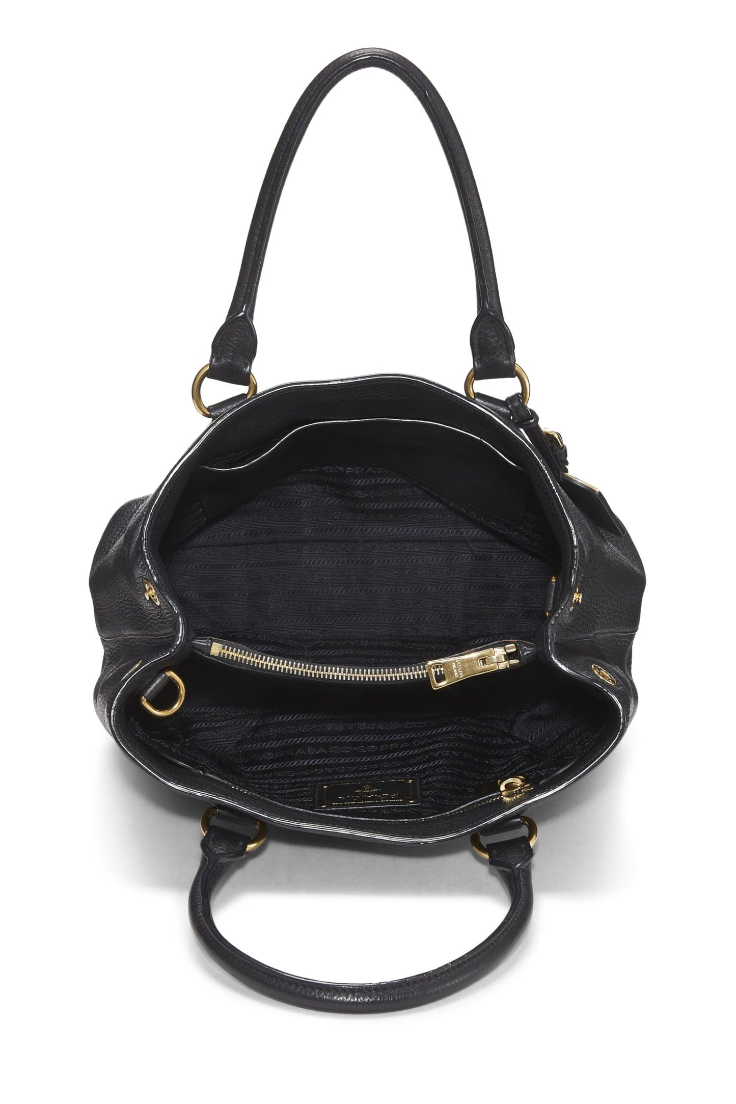 Prada Daino Convertible Handbag Vitello Black Small Travel Bag