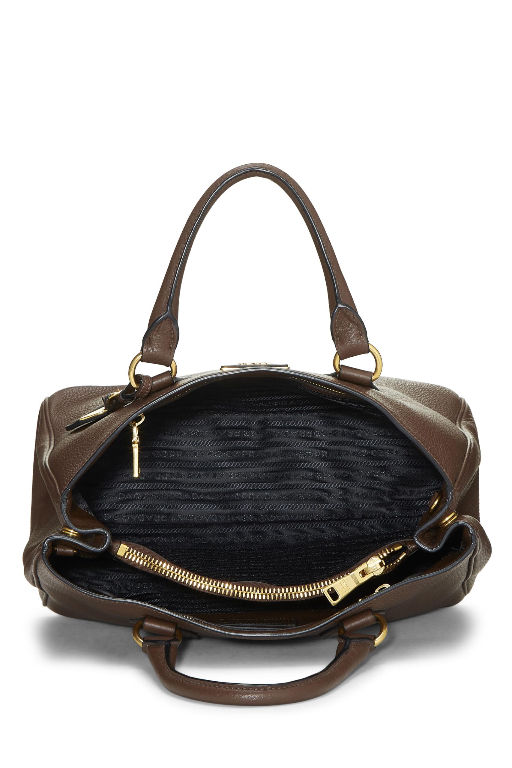 Prada Daino Convertible Tote Vitello Brown Top Handle Tote Bag