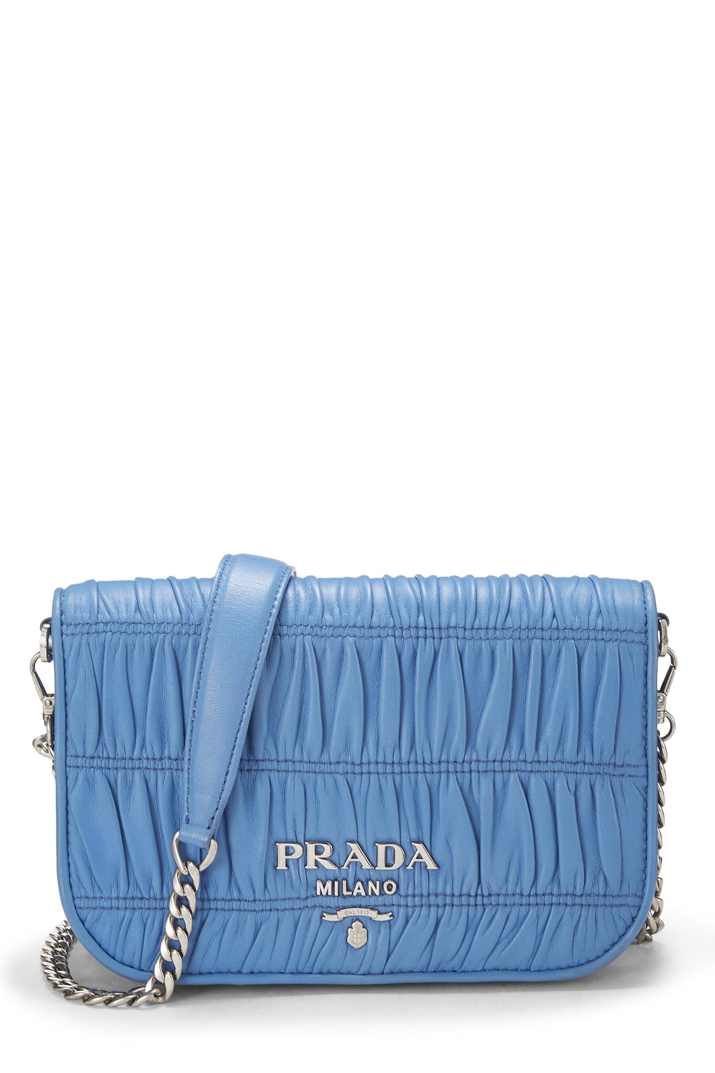 Prada Nappa Gaufre Shoulder Bag Blue