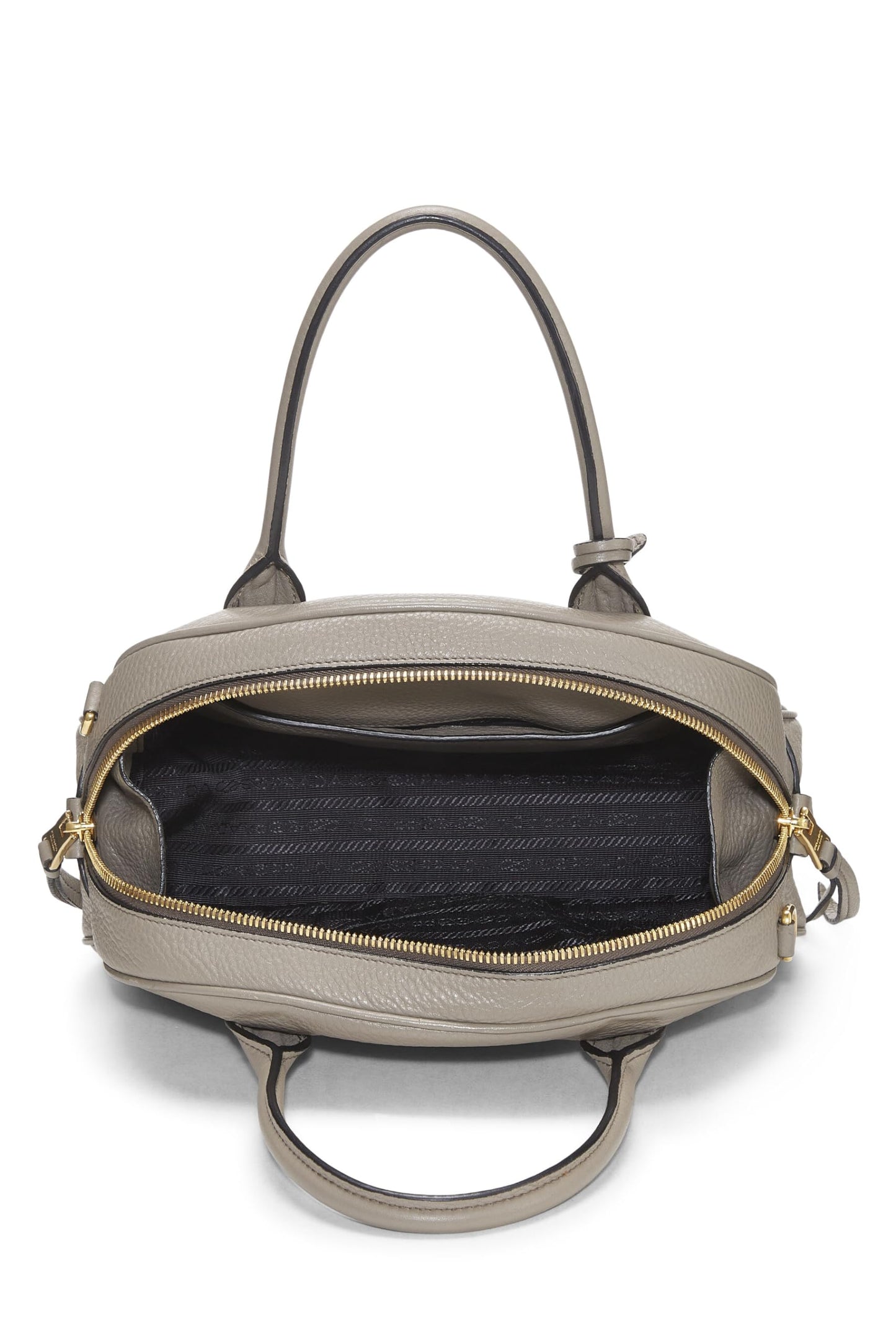 Prada Grey Daino Convertible Bowler Grey Luxury Handbag Vitello Gray Small Travel Bag