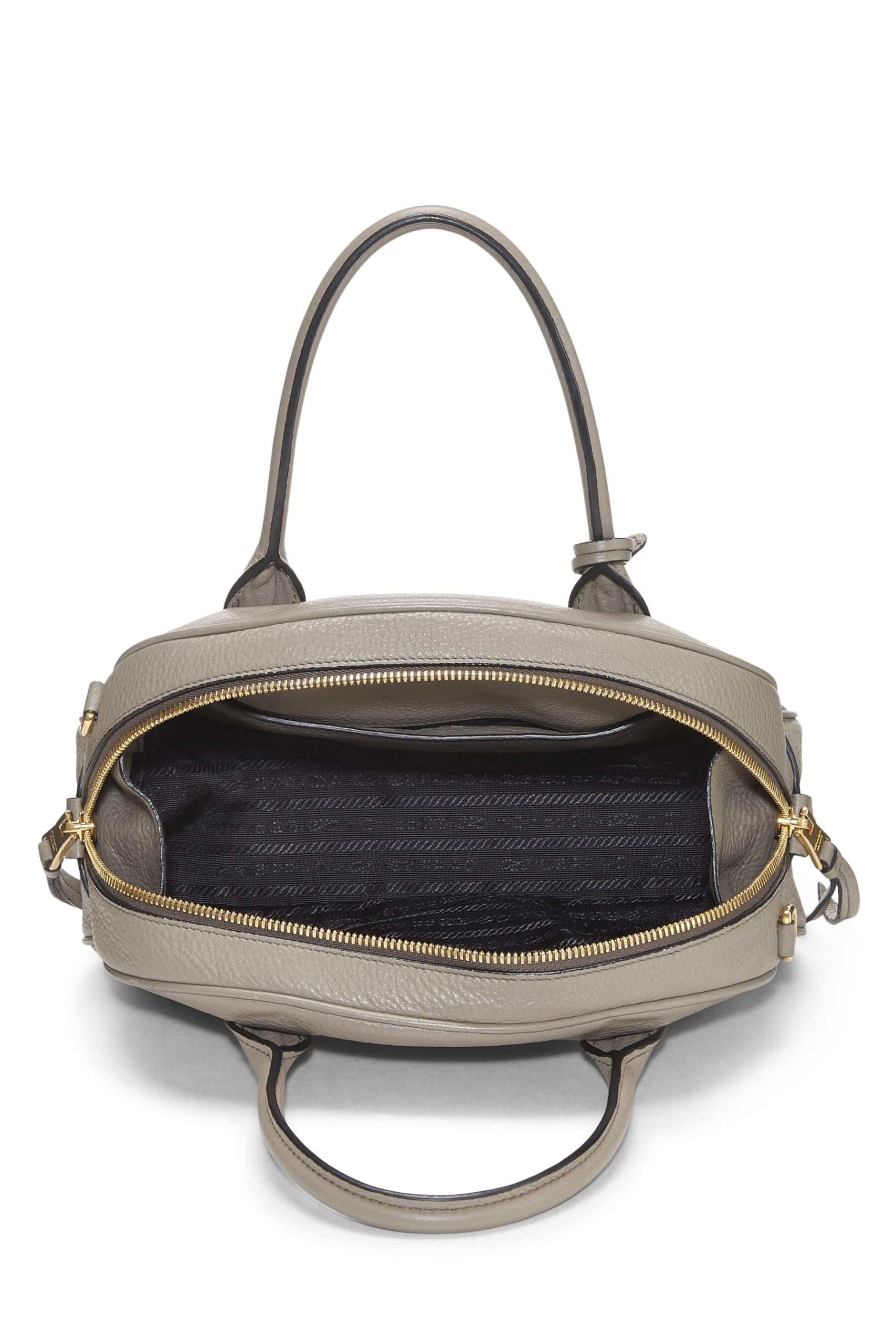 Prada Grey Daino Convertible Bowler Grey Luxury Handbag Vitello Gray Small Travel Bag