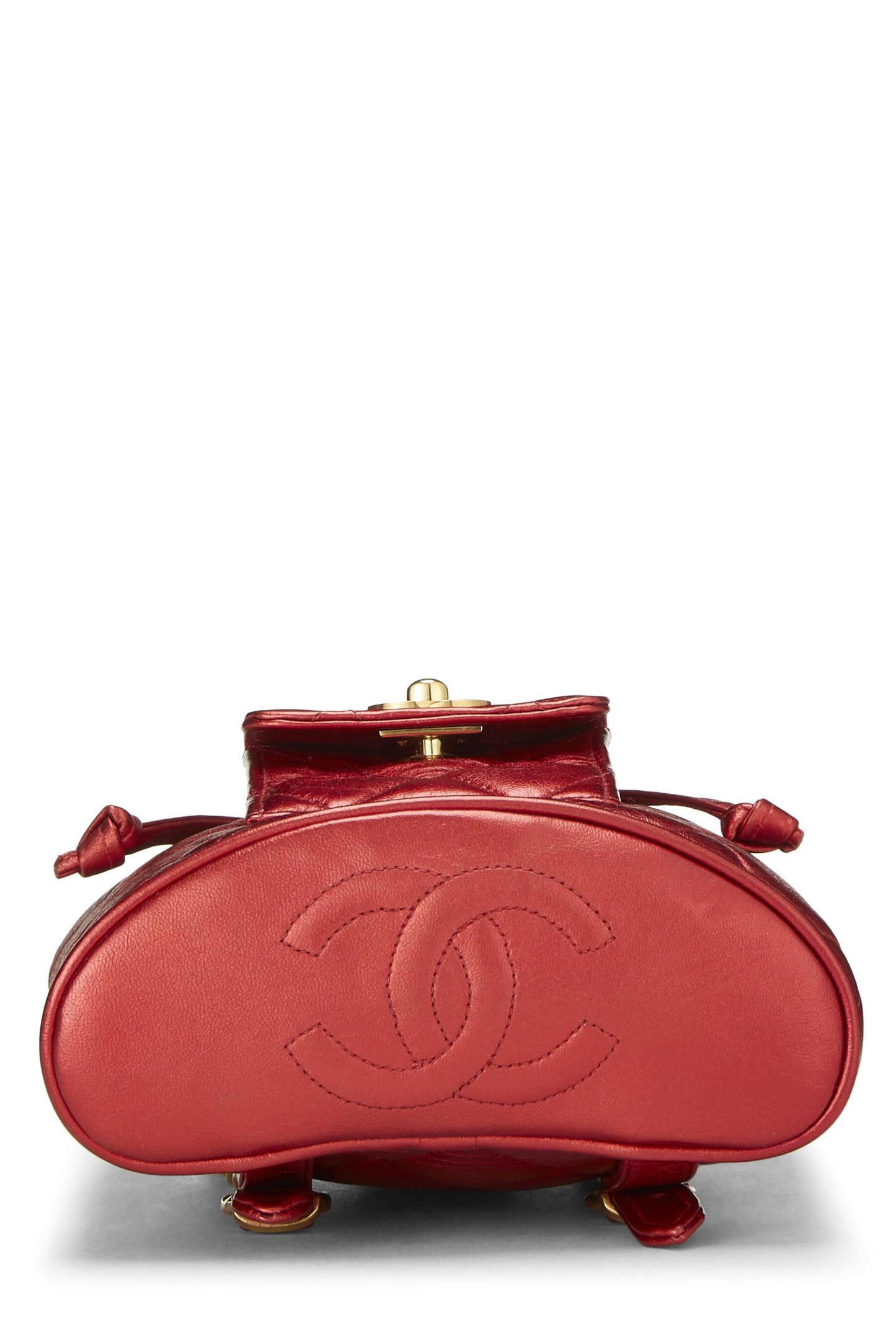 Chanel,red Metallic Leather Classic Backpack Mini,red