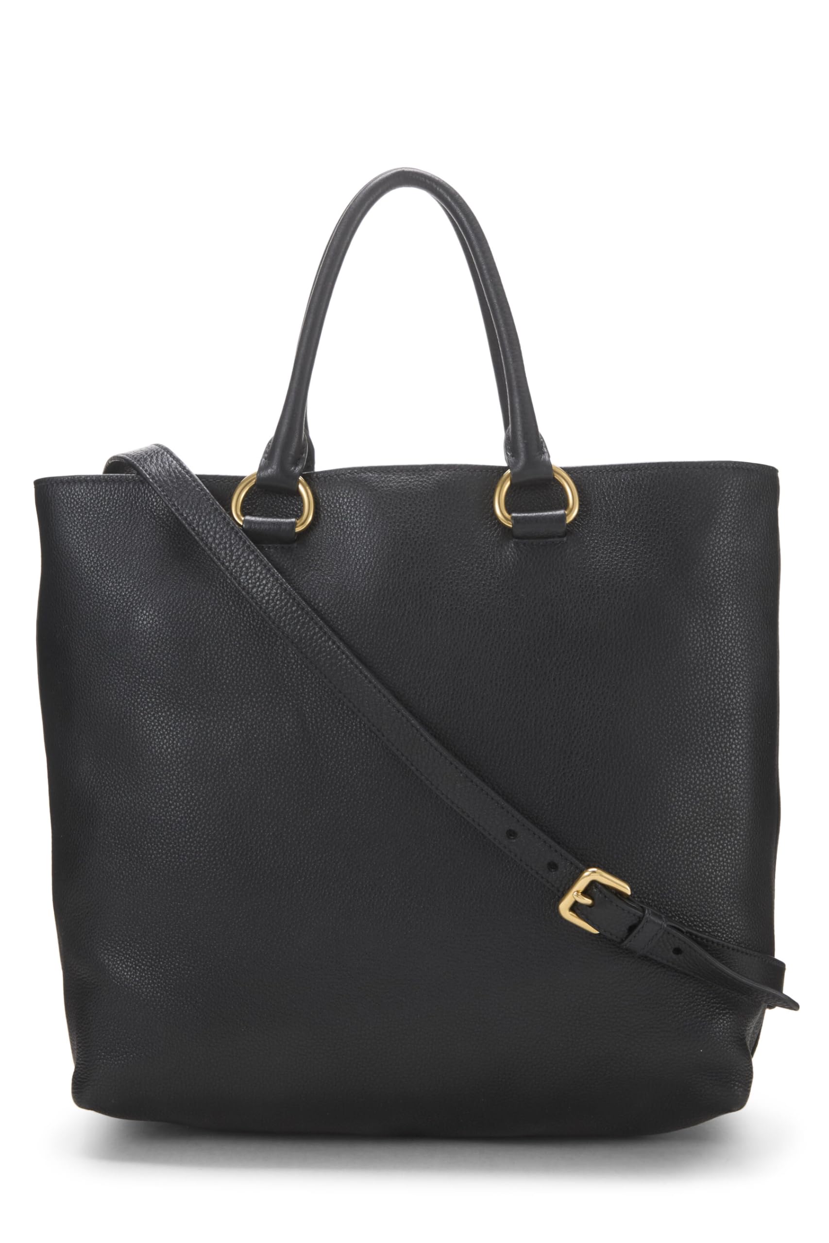 Prada Daino Phenix Convertible Shopping Tote Vitello Black Tote Bag
