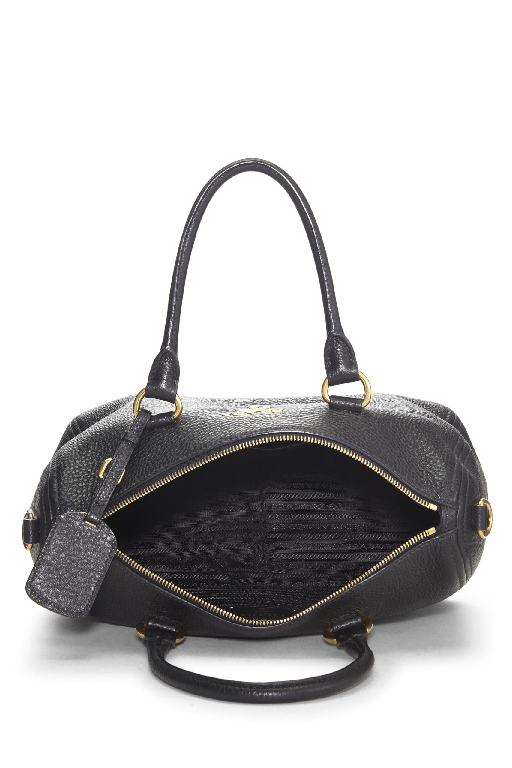 Prada Daino Convertible Boston Bag Vitello Black Travel Bag