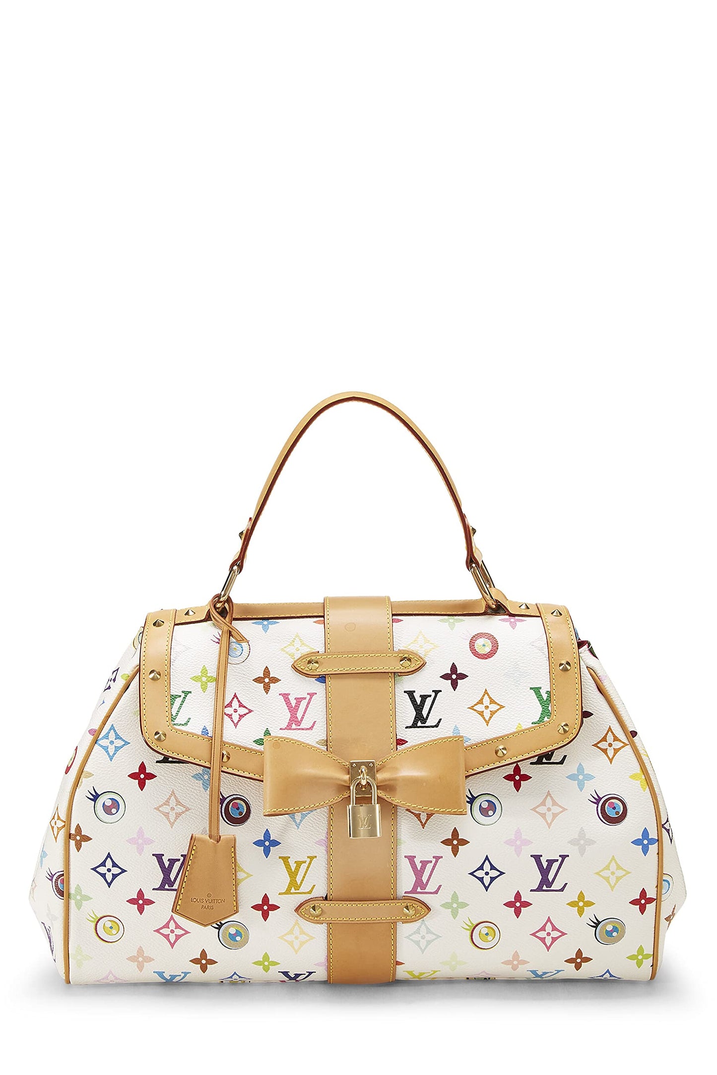 Louis Vuitton,  Takashi Murakami x Louis Vuitton White Monogram Multicolore Eye Love You Handbag, White