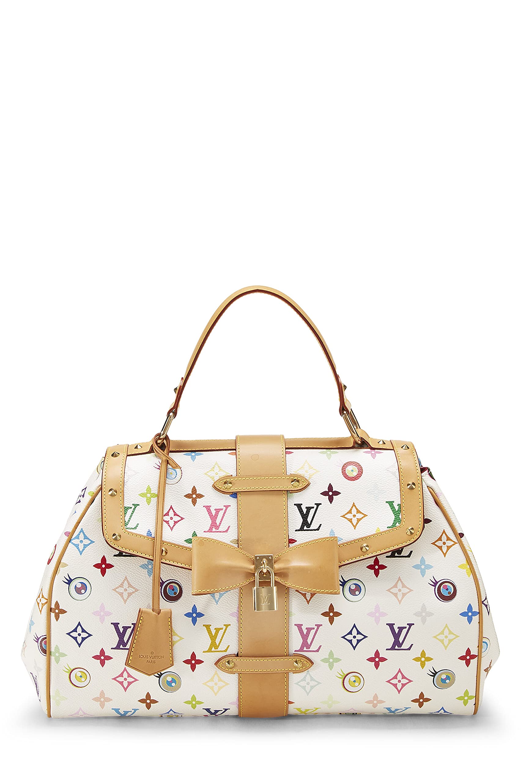 Louis Vuitton,  Takashi Murakami x Louis Vuitton White Monogram Multicolore Eye Love You Handbag, White