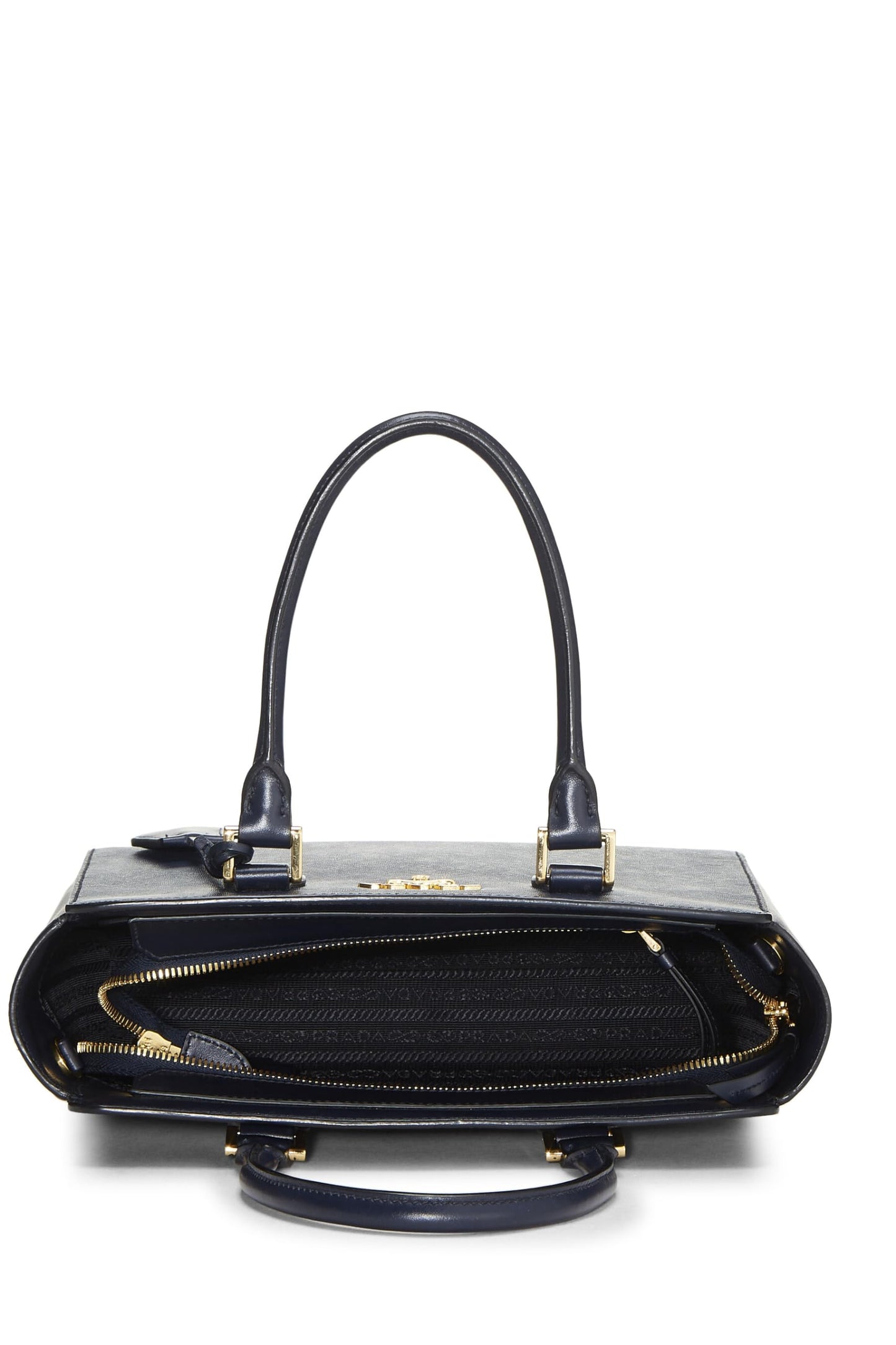 Prada Convertible Handbag Saffiano Navy Small Travel Bag