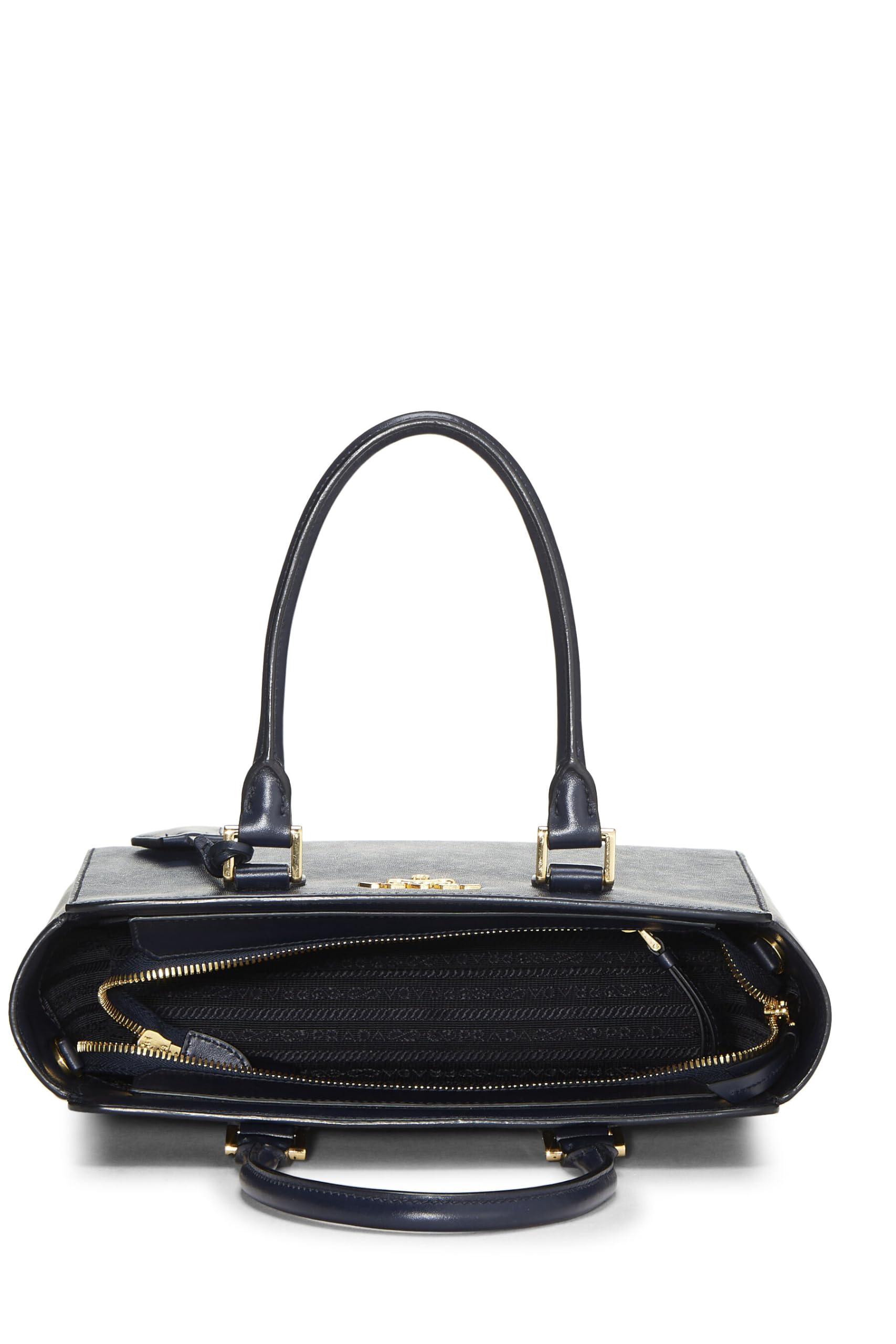 Prada Convertible Handbag Saffiano Navy Small Travel Bag