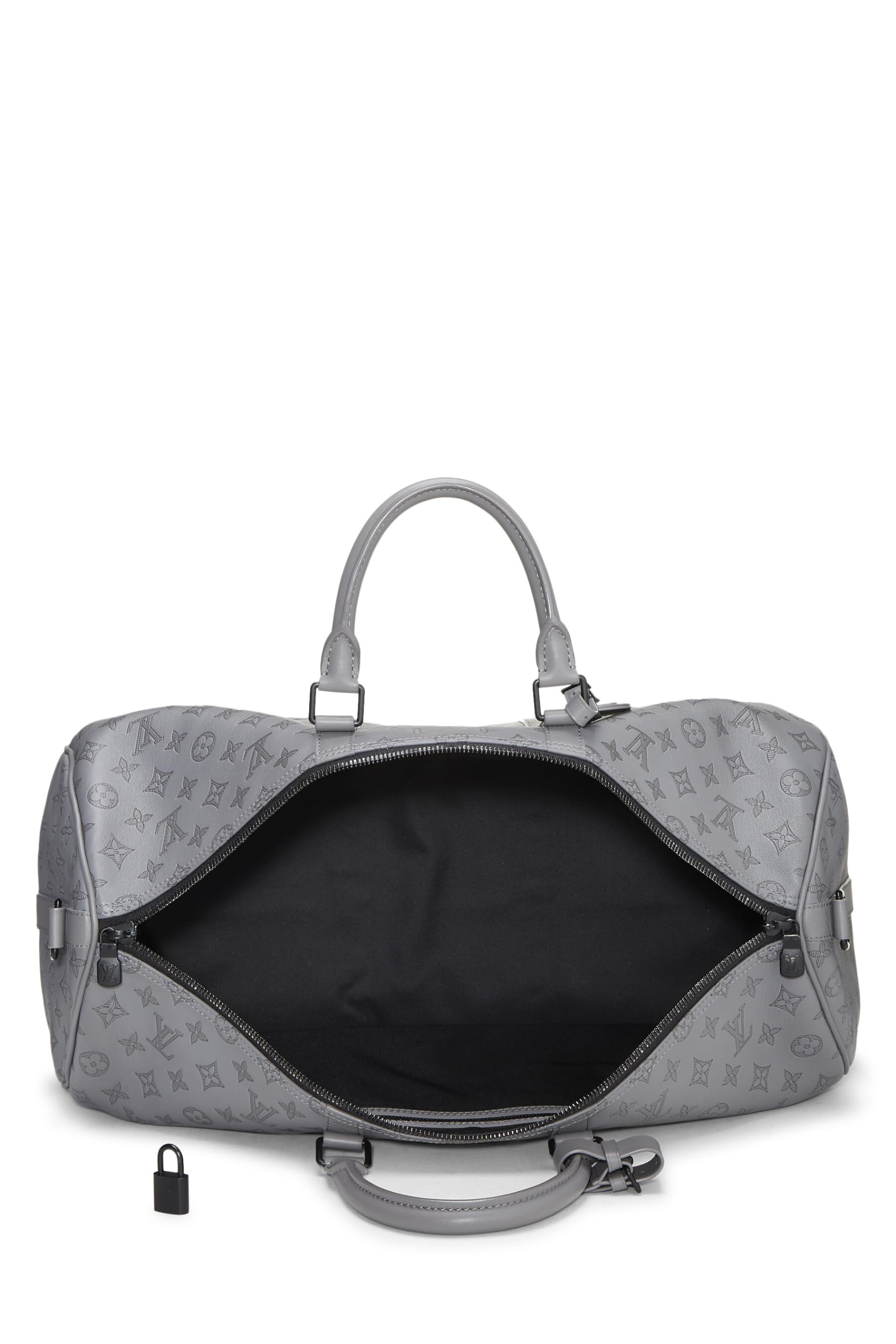 Louis Vuitton,  Grey Monogram Shadow Leather Keepall Bandoulière 50, Grey