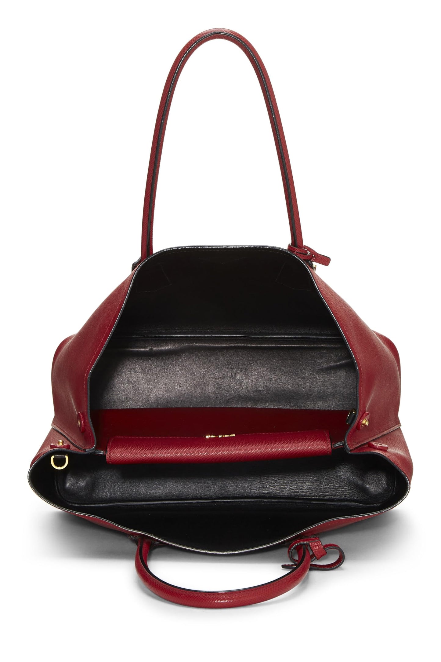 Prada Double Tote Leather Saffiano Red Tote Bag