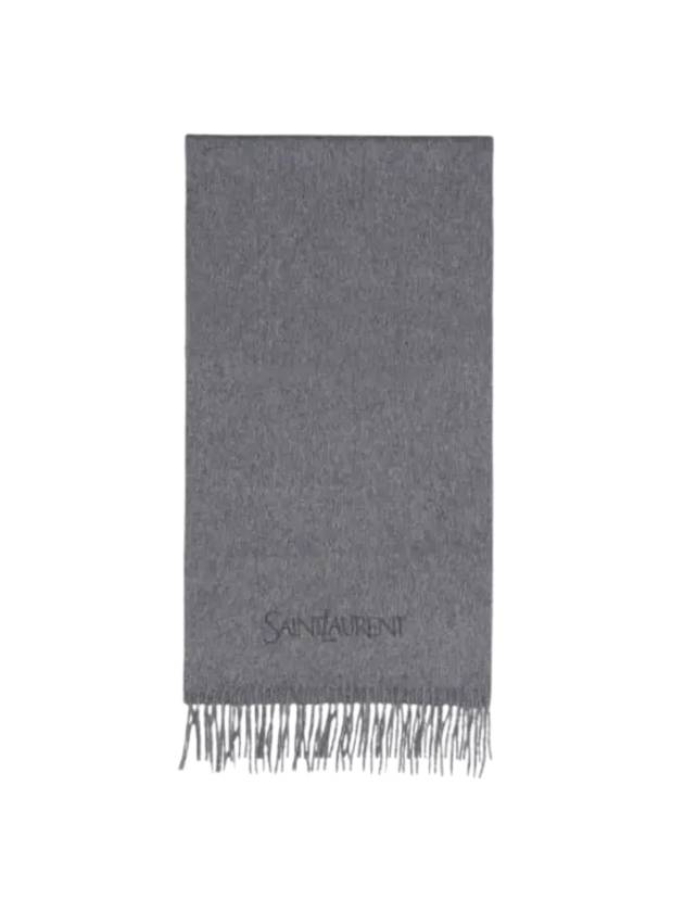 YSL Saint Laurent Saint Laurent Trending Embroidered Cashmere Muffler Graphite Logo Travel Bag