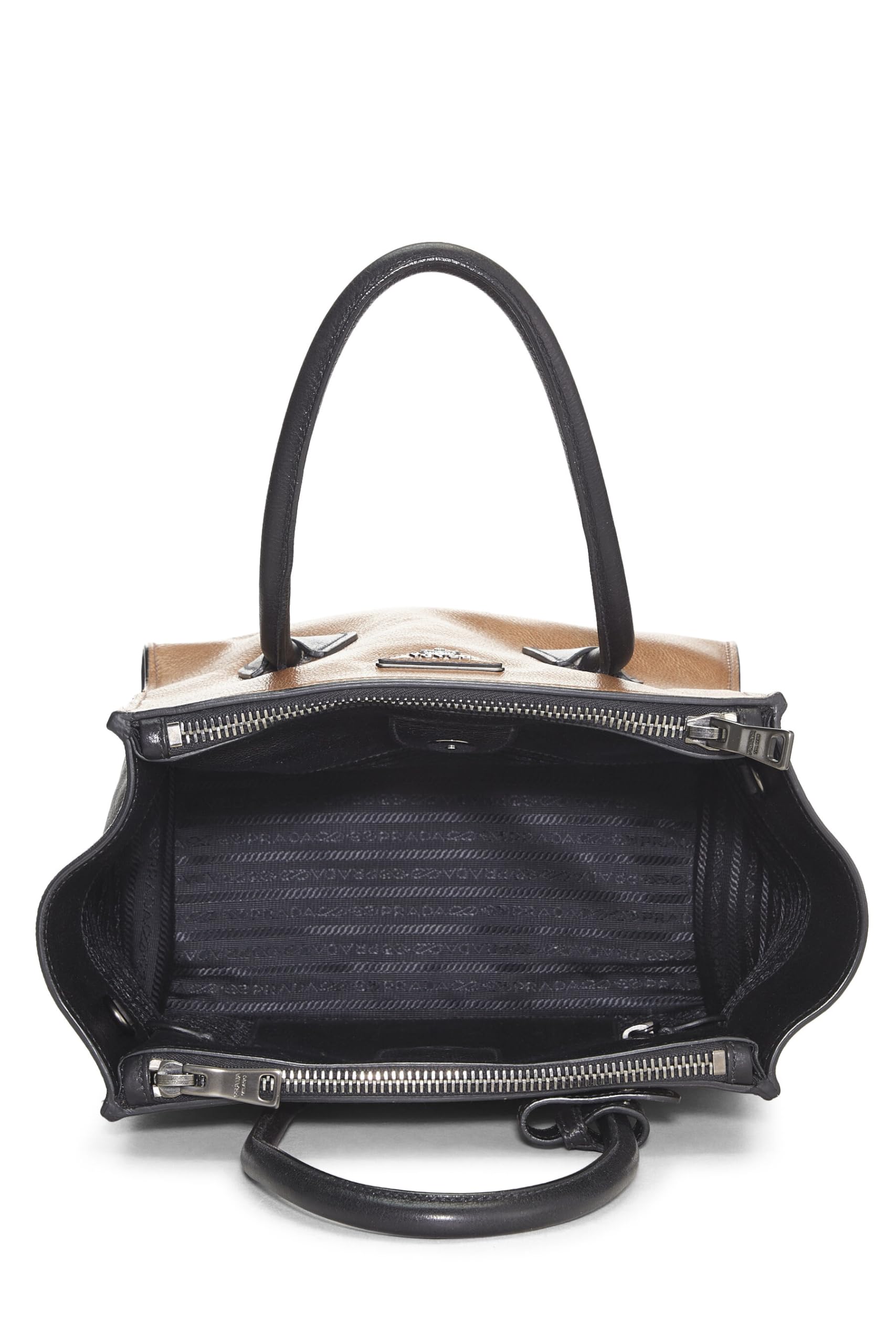 Prada Calfskin Trapeze Tote Multi Black Brown Tote Bag