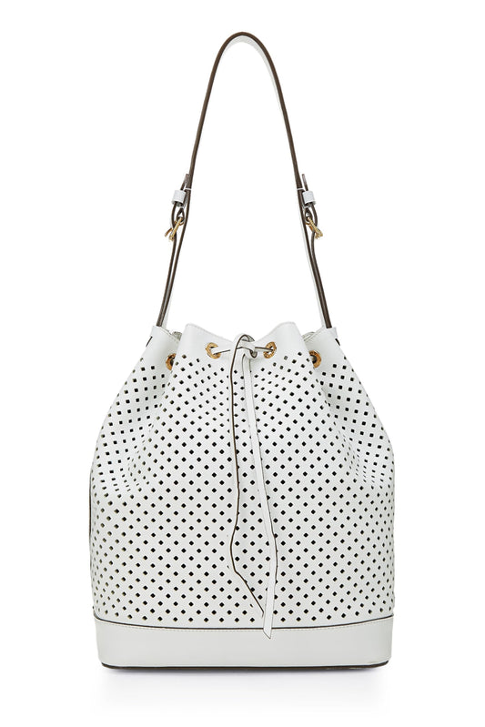 Louis Vuitton,  White Perforated Leather Noé, White