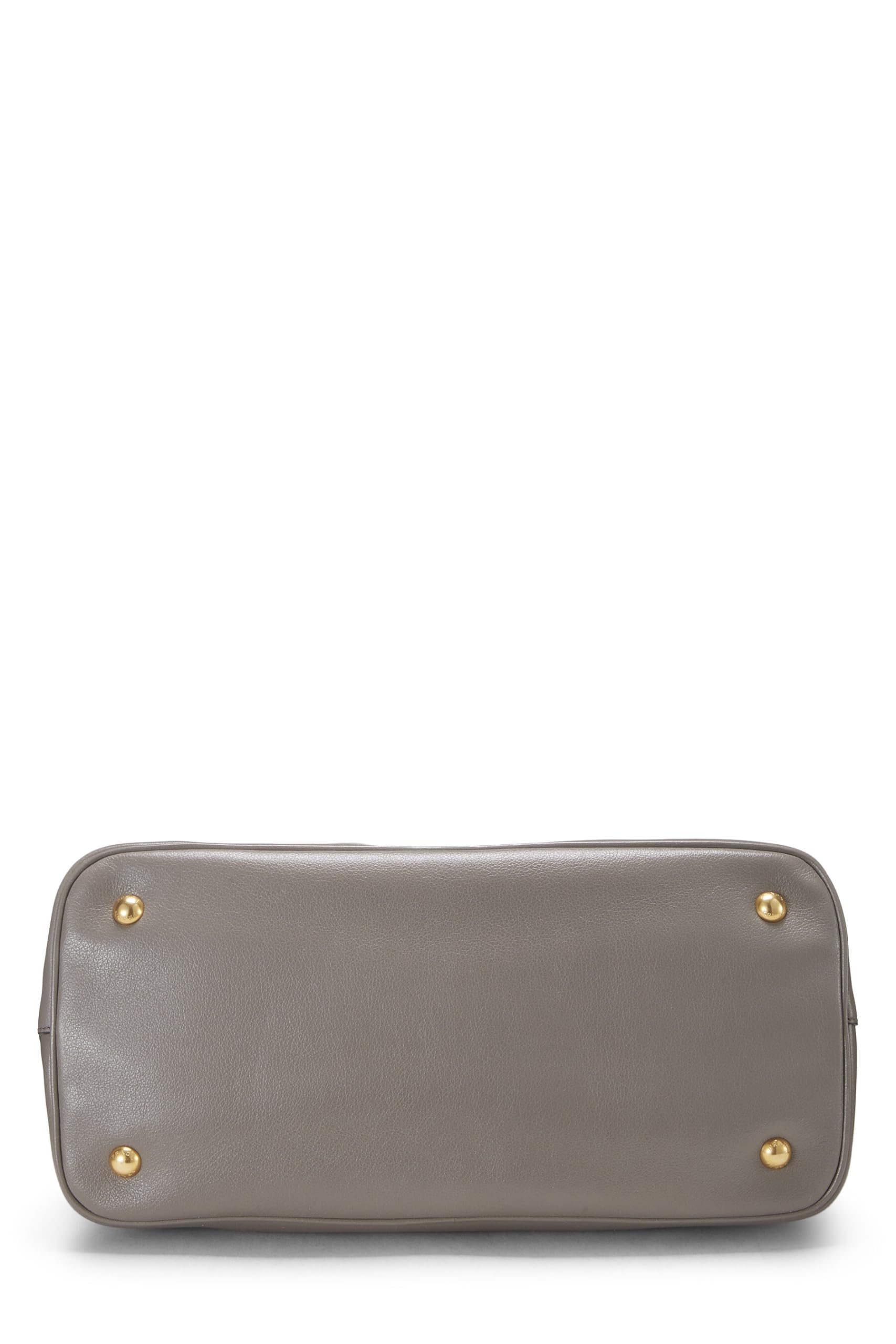 Prada Grey Calfskin Side Snap Tote Grey Gray Medium Logo Tote Bag