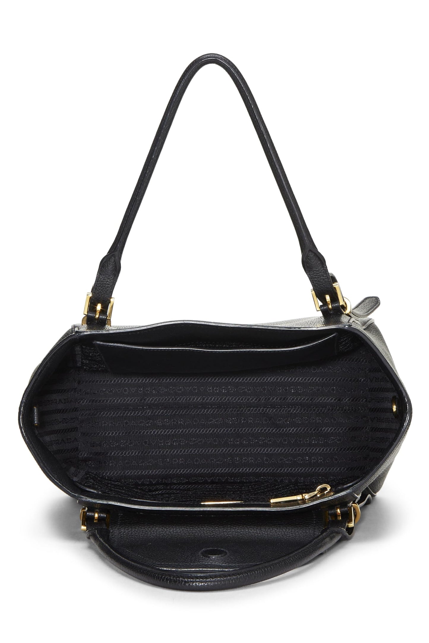 Prada Daino Convertible Tote Vitello Black Top Handle Tote Bag
