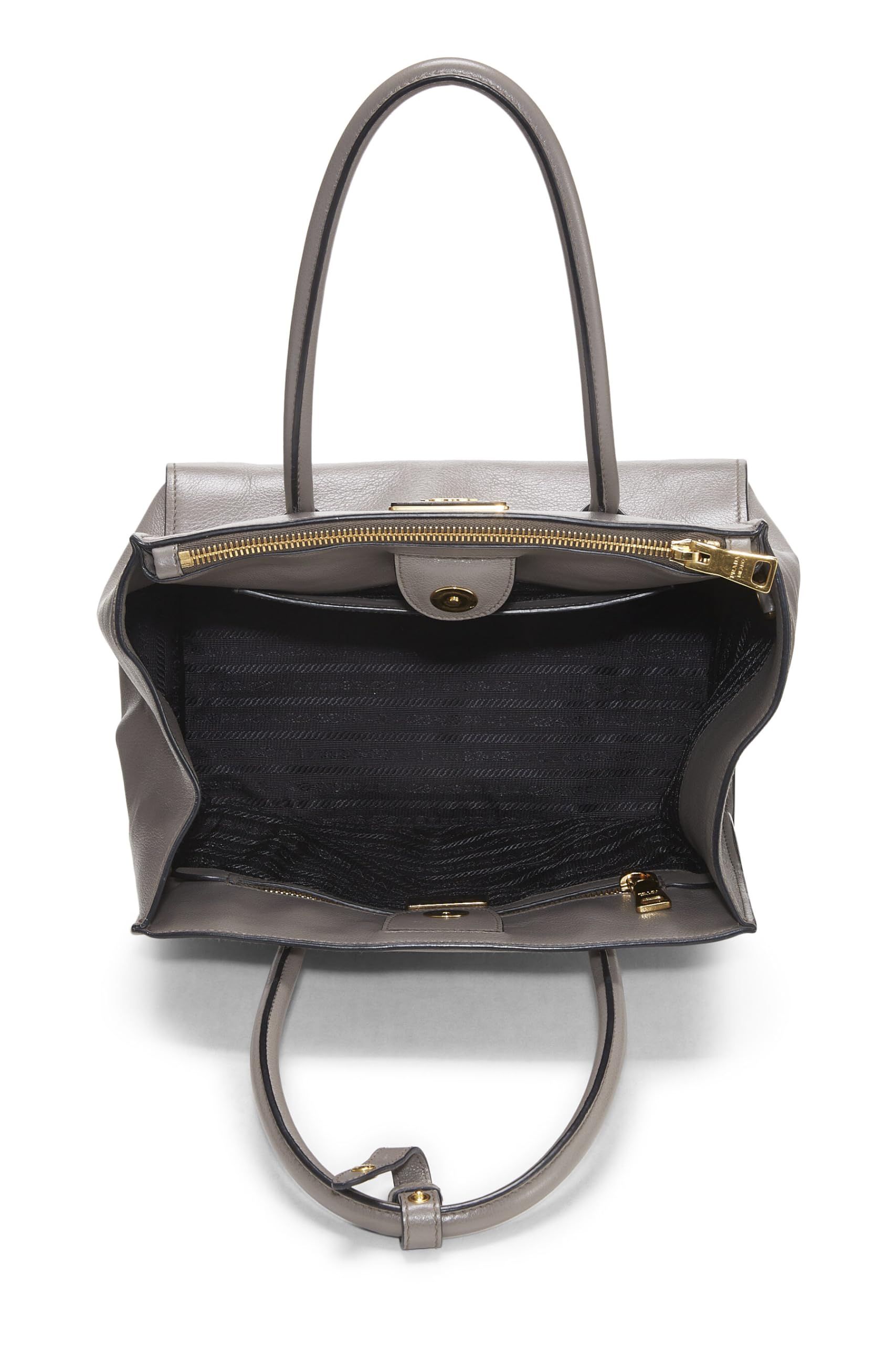 Prada Grey Calfskin Trapeze Tote Grey Gray Tote Bag
