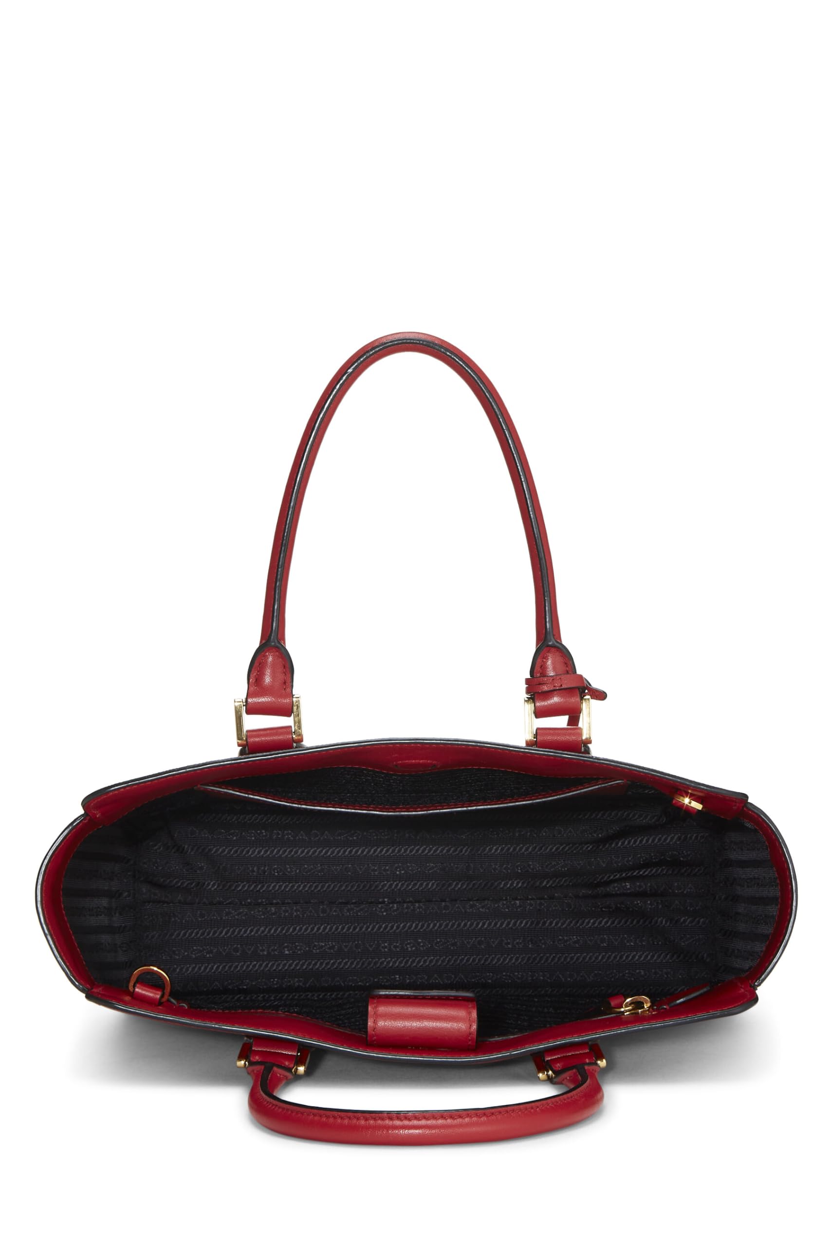 Prada Convertible Handbag Saffiano Red Small Travel Bag