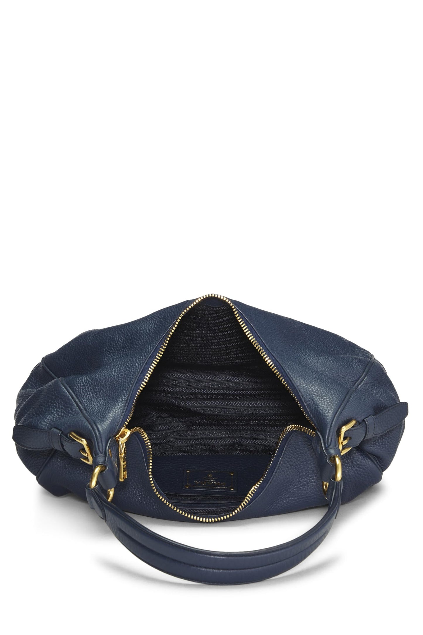 Prada Daino Hobo Vitello Blue Shoulder Bag
