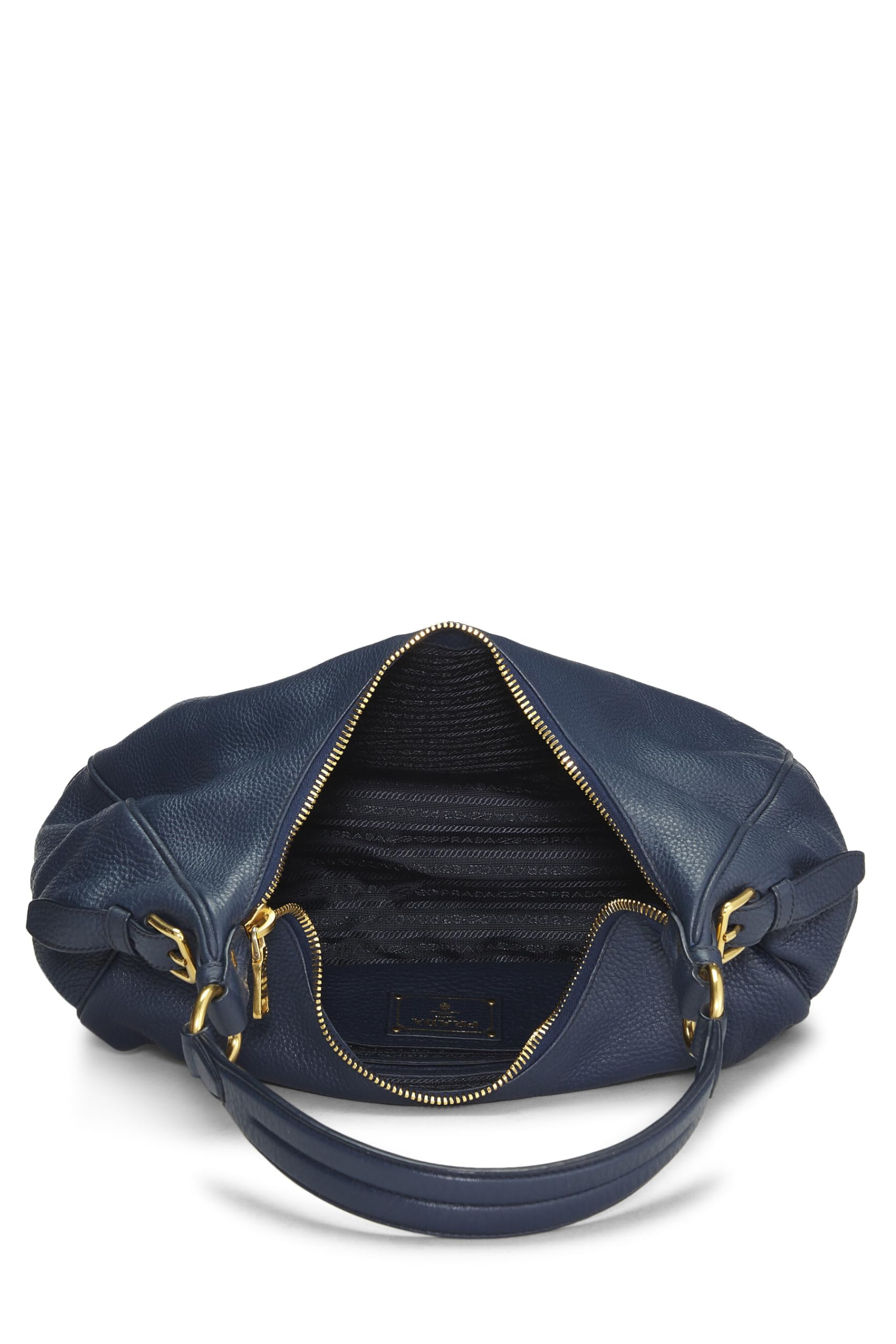 Prada Daino Hobo Vitello Blue Shoulder Bag