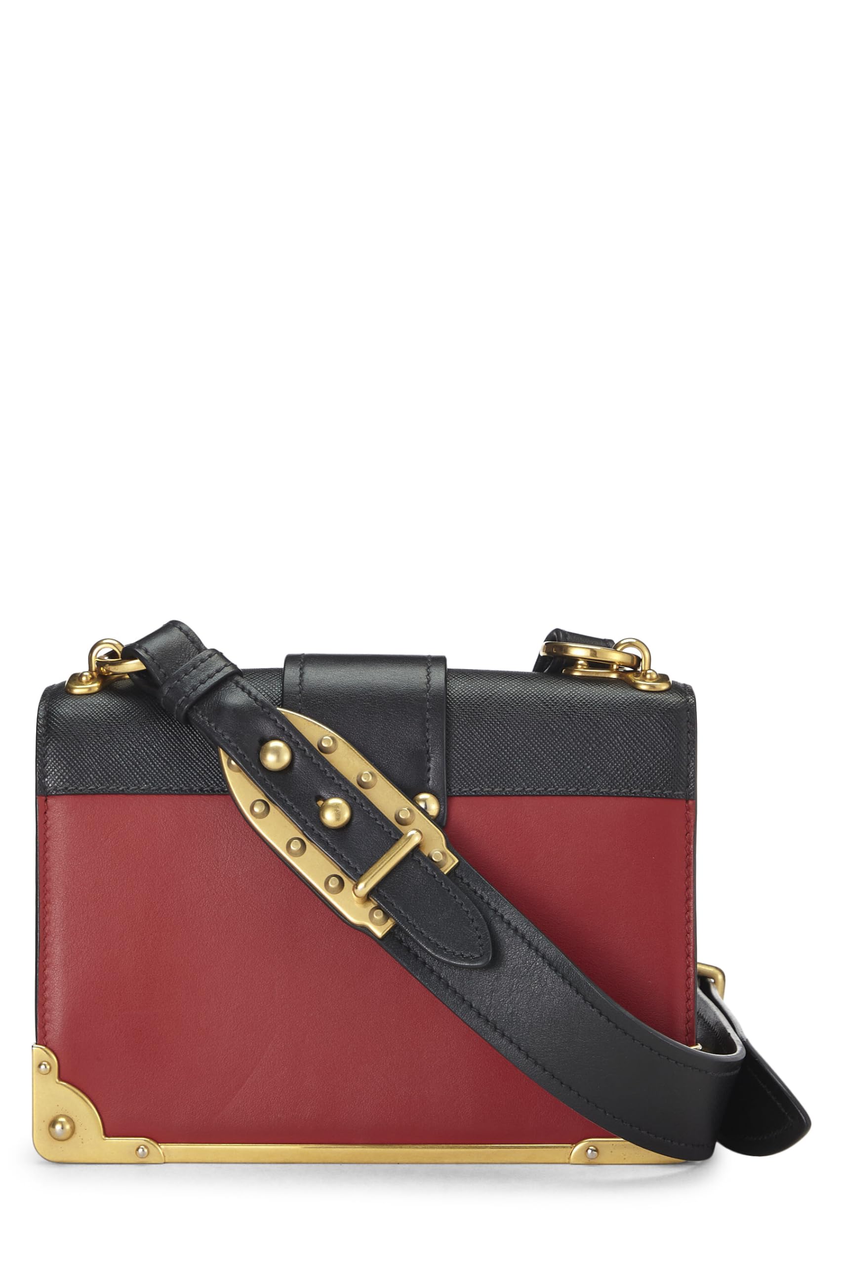 Prada Cahier Crossbody Leather Black Red Crossbody Bag