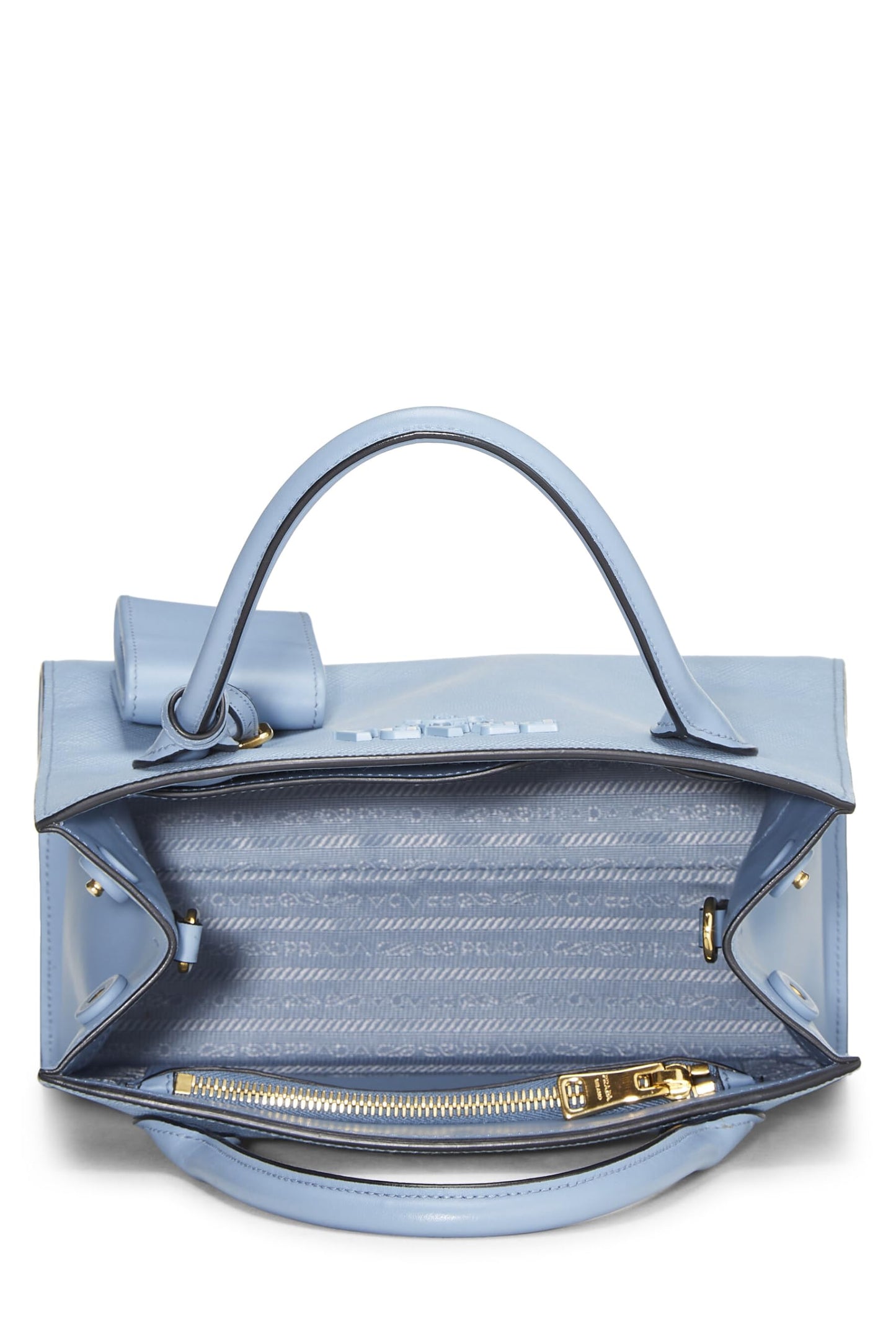 Prada Monochrome Bag Leather Saffiano Blue Travel Bag