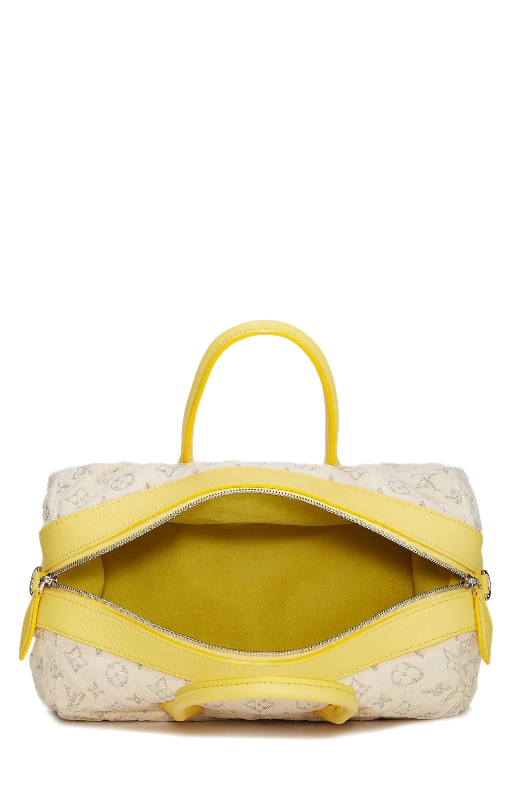 Louis Vuitton,  Yellow Monogram Denim Speedy Round, Yellow