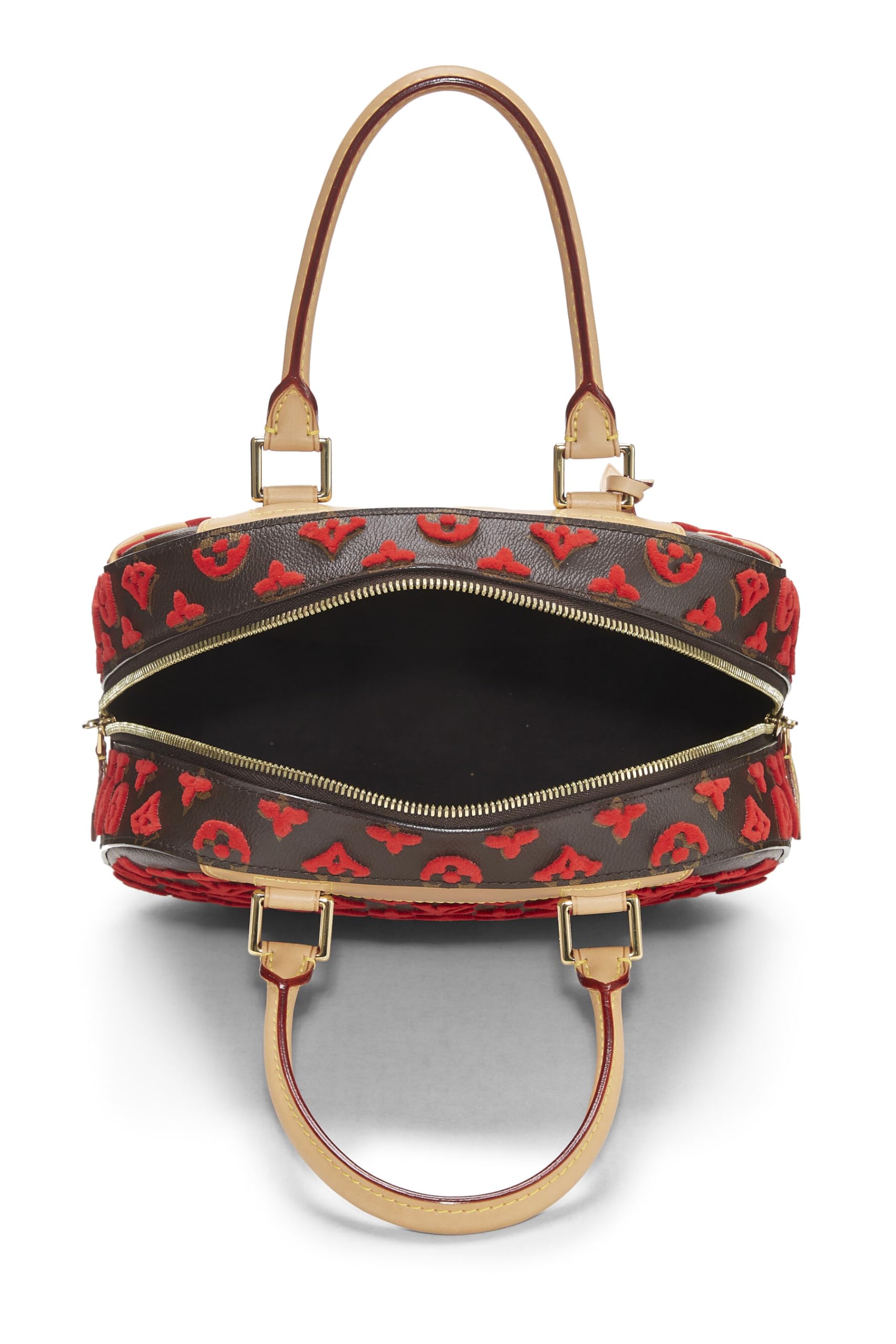 Louis Vuitton,  Limited Edition Red Monogram Tuffetage Deauville Cube, Red