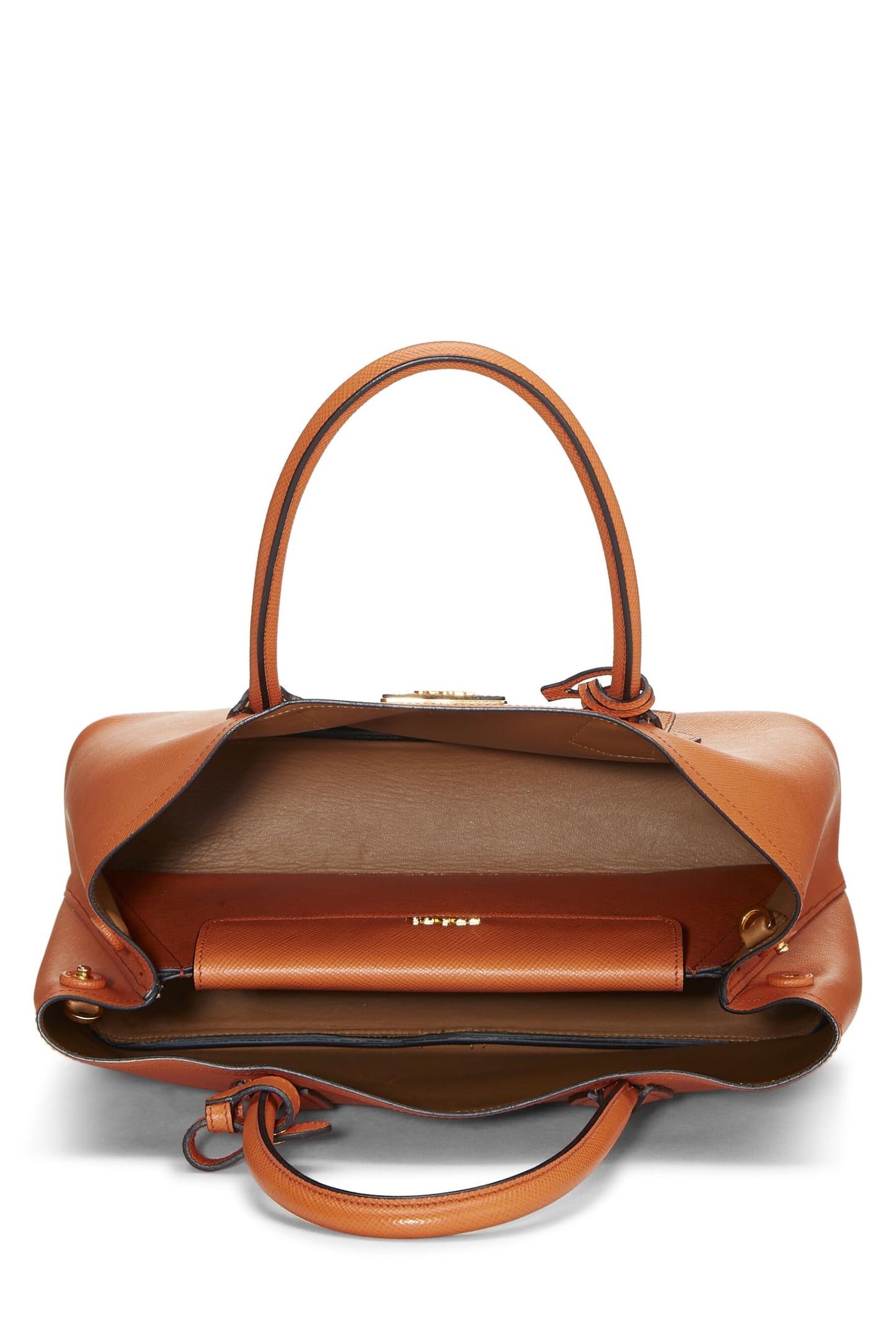 Prada Cuir Double Tote Leather Saffiano Orange Tote Bag