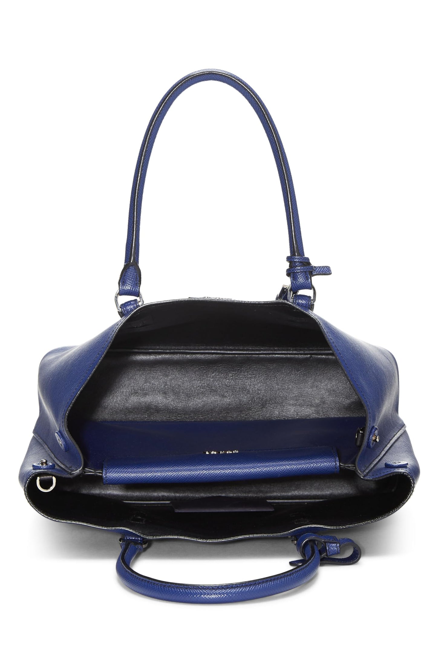 Prada Double Tote Leather Saffiano Blue Tote Bag