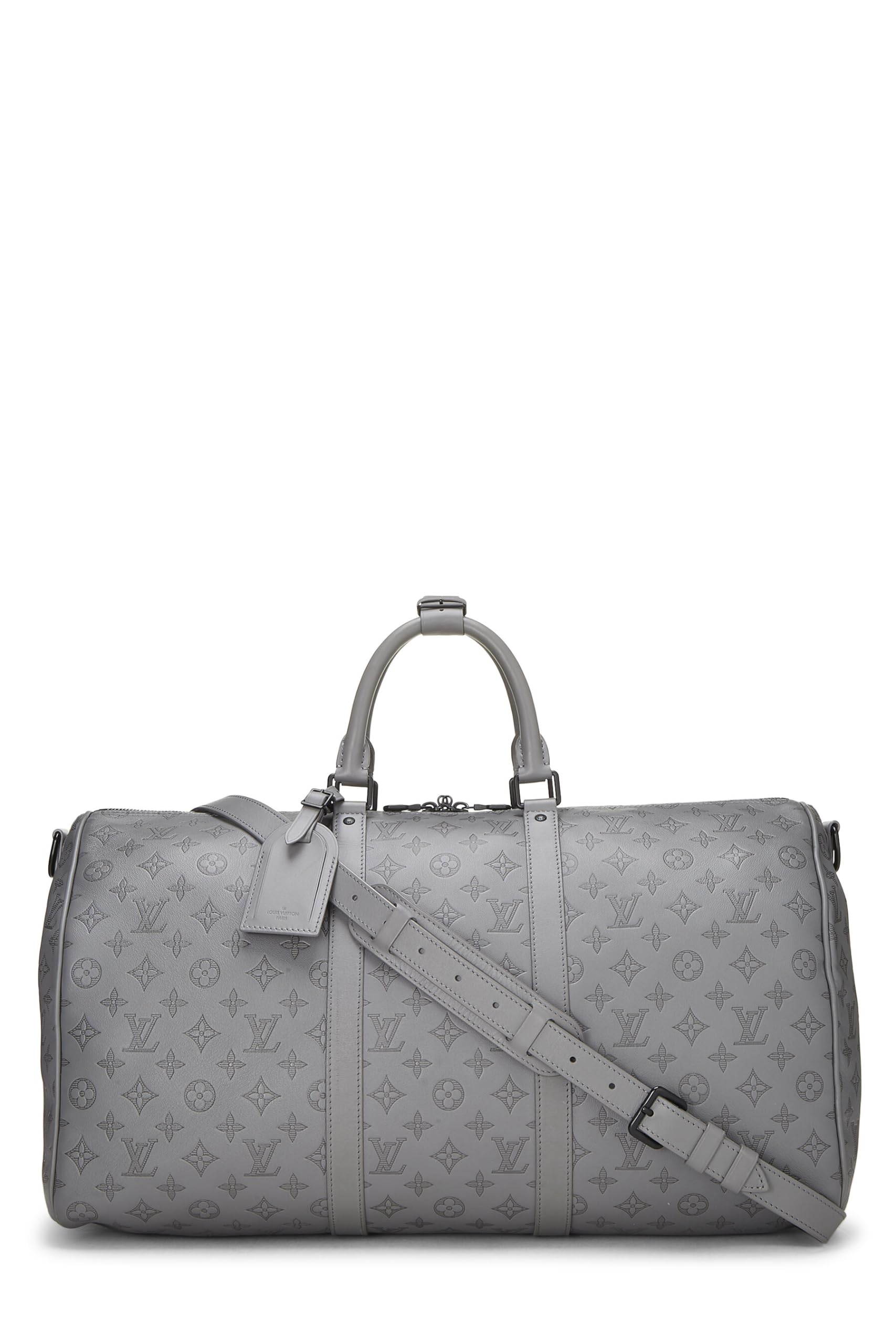 Louis Vuitton,  Grey Monogram Shadow Leather Keepall Bandoulière 50, Grey