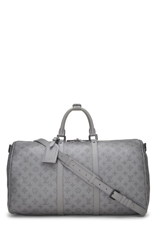 Louis Vuitton,  Grey Monogram Shadow Leather Keepall Bandoulière 50, Grey