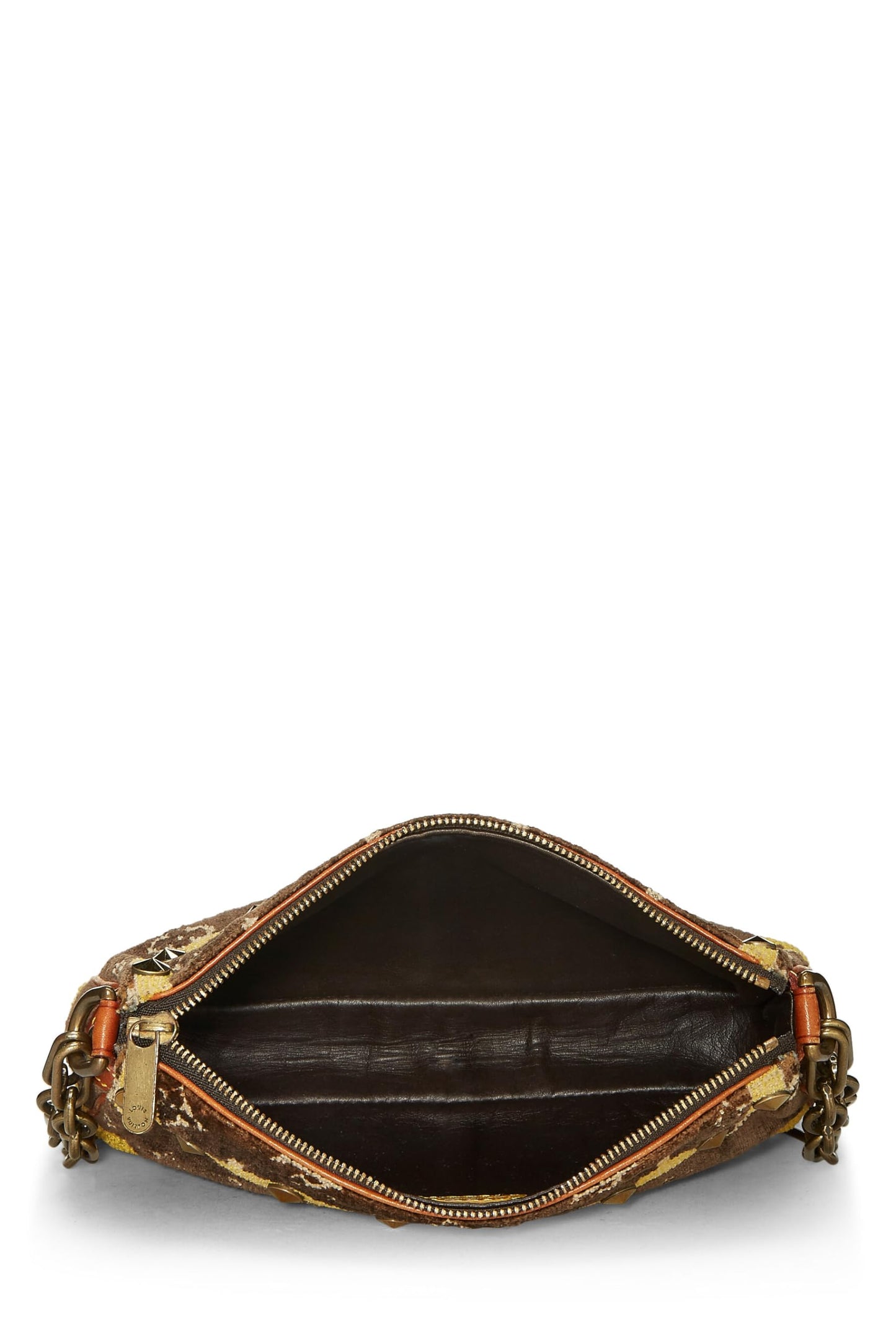 Louis Vuitton,  Brown & Yellow Velour Trompe L'oeil Pochette Accessories, Brown